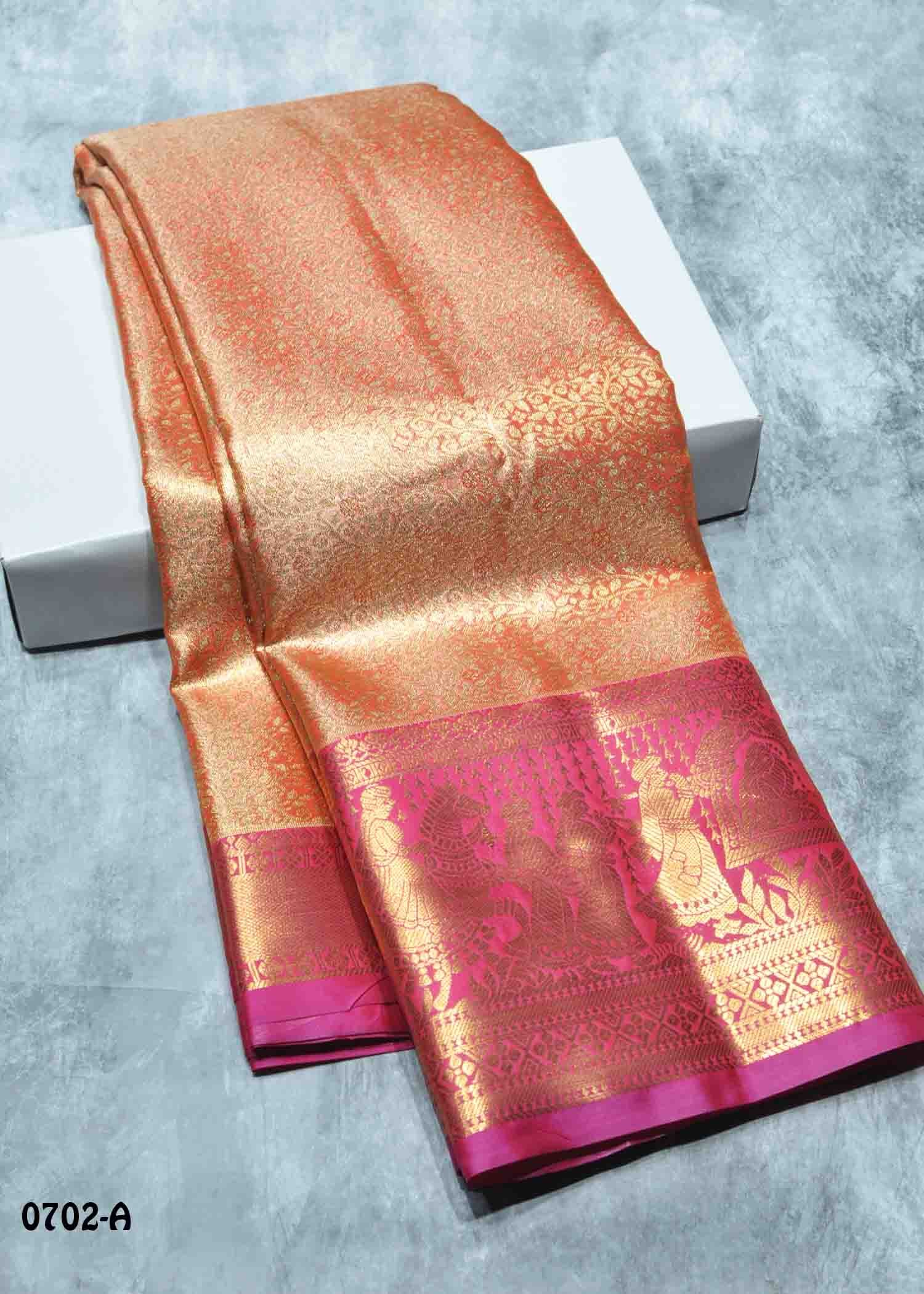 Lakshana - 0702-A Orange Color Excellent Traditional Semi-Pattu Saree CM1433460