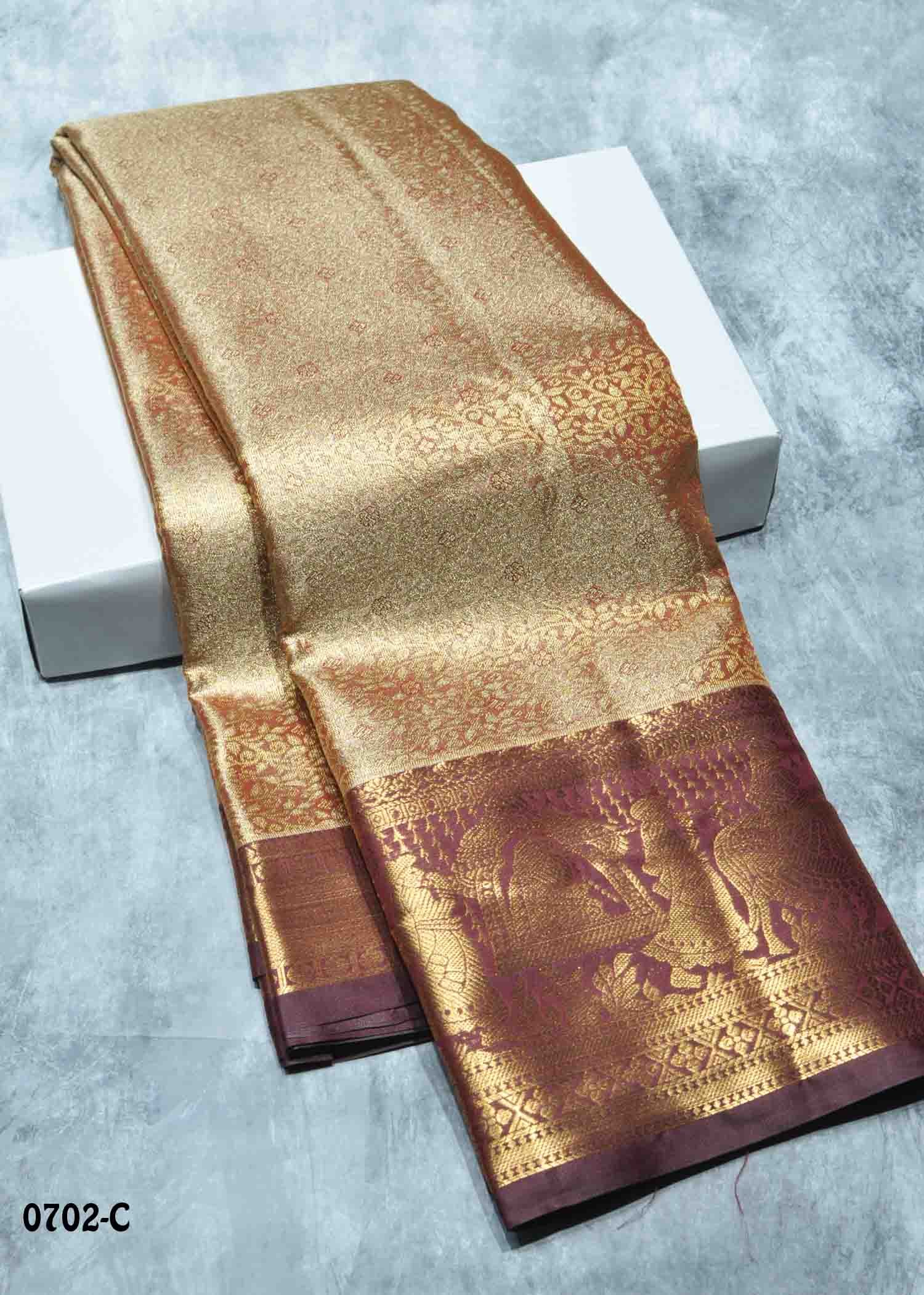 Lakshana - 0702-C Brown Color Excellent Traditional Semi-Pattu Saree CM1433460