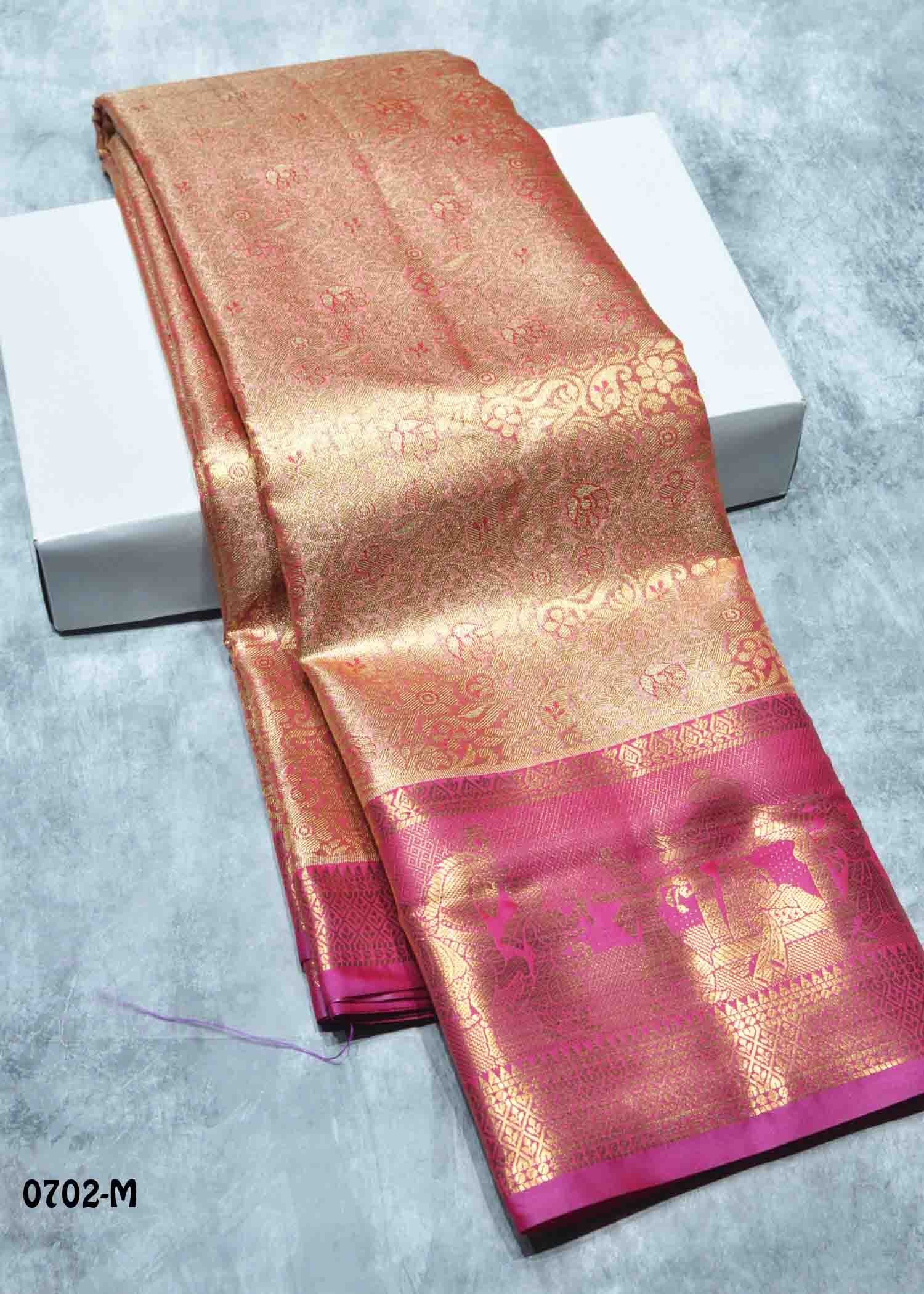 Lakshana - 0702-M Peach Color Excellent Traditional Semi-Pattu Saree CM1433460