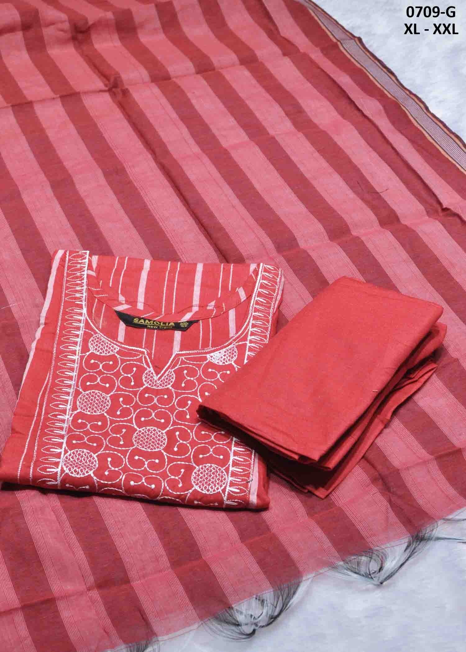 Sameera - 0709-G Red Color Readymade Cotton (Straight Pant) Salwar CM1437345 (RR5E)