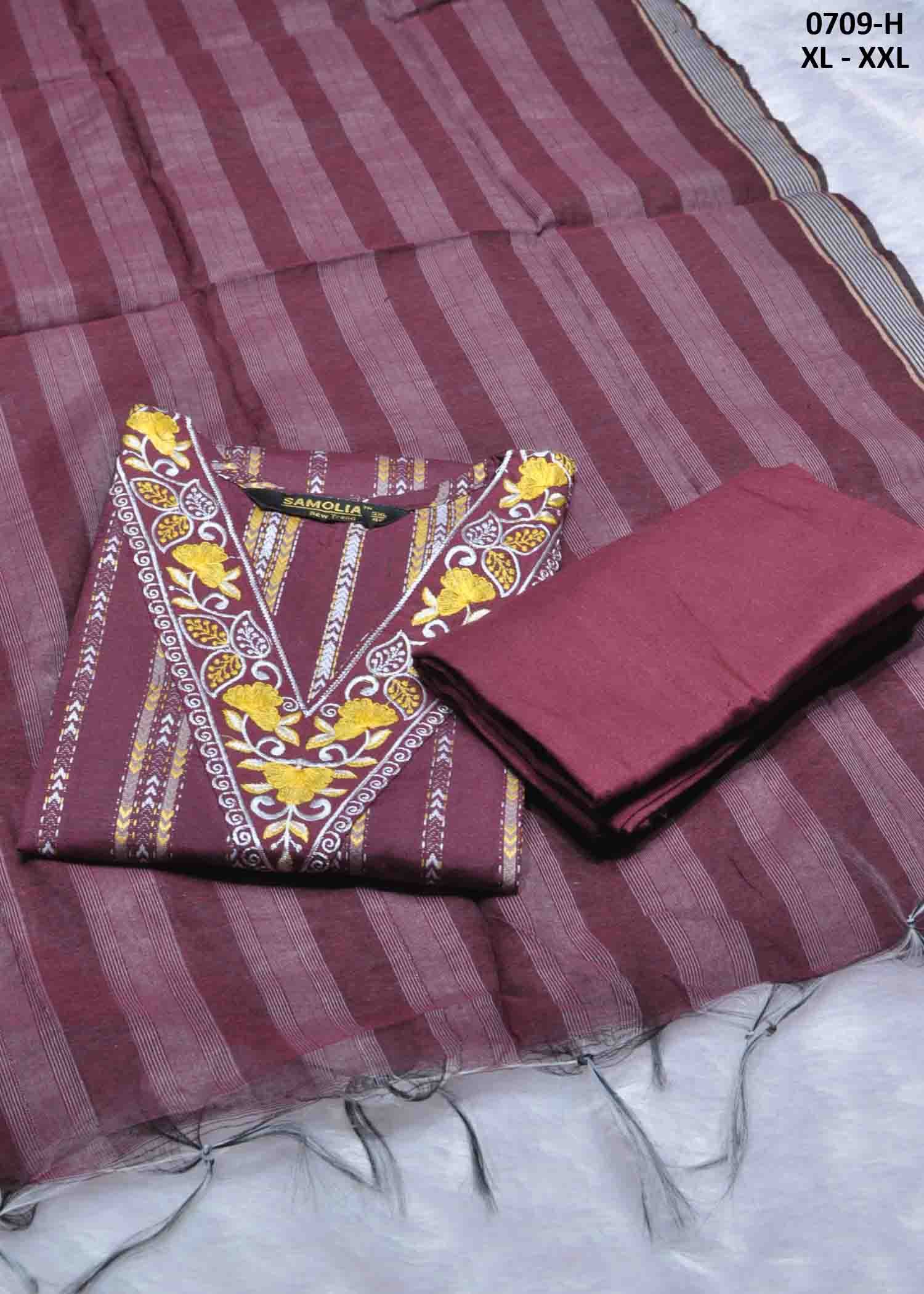 Sameera - 0709-H Maroon Color Readymade Cotton (Straight Pant) Salwar CM1437345 (RR5E)