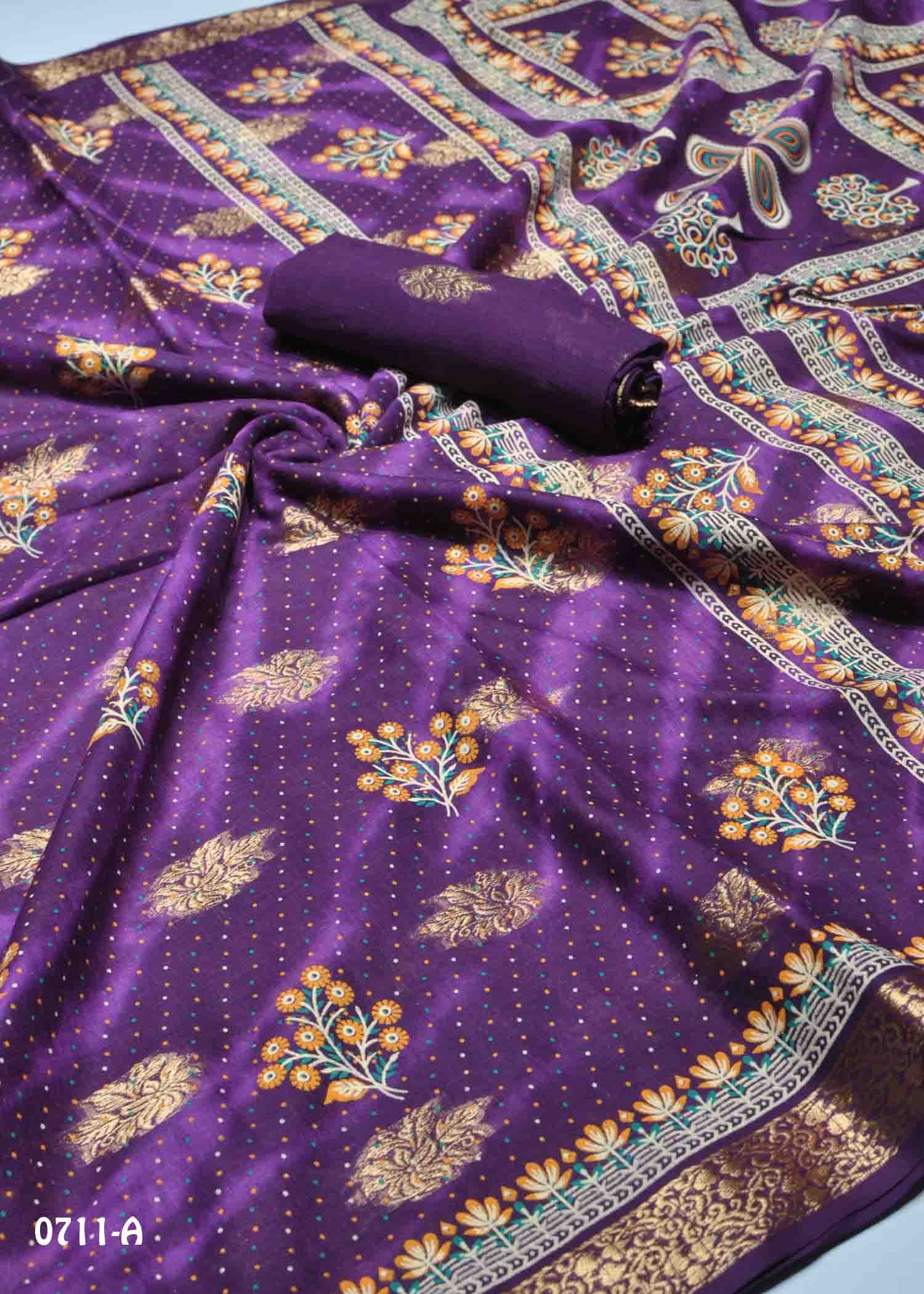 Nilani- 0711-A Violet Color Excellent Pure Cotton Saree CM1431738