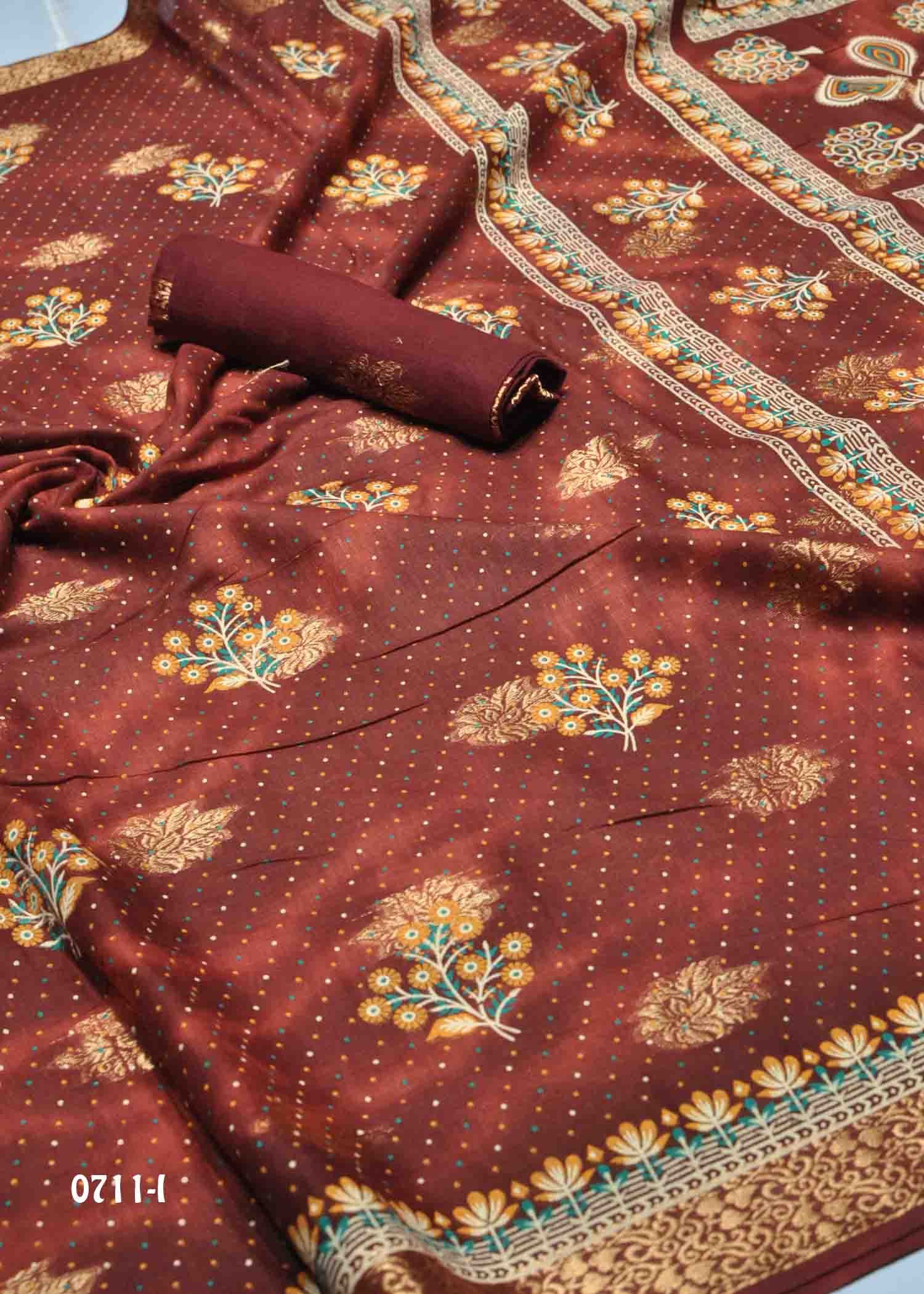 Nilani- 0711-I Brown Color Excellent Pure Cotton Saree CM1431738