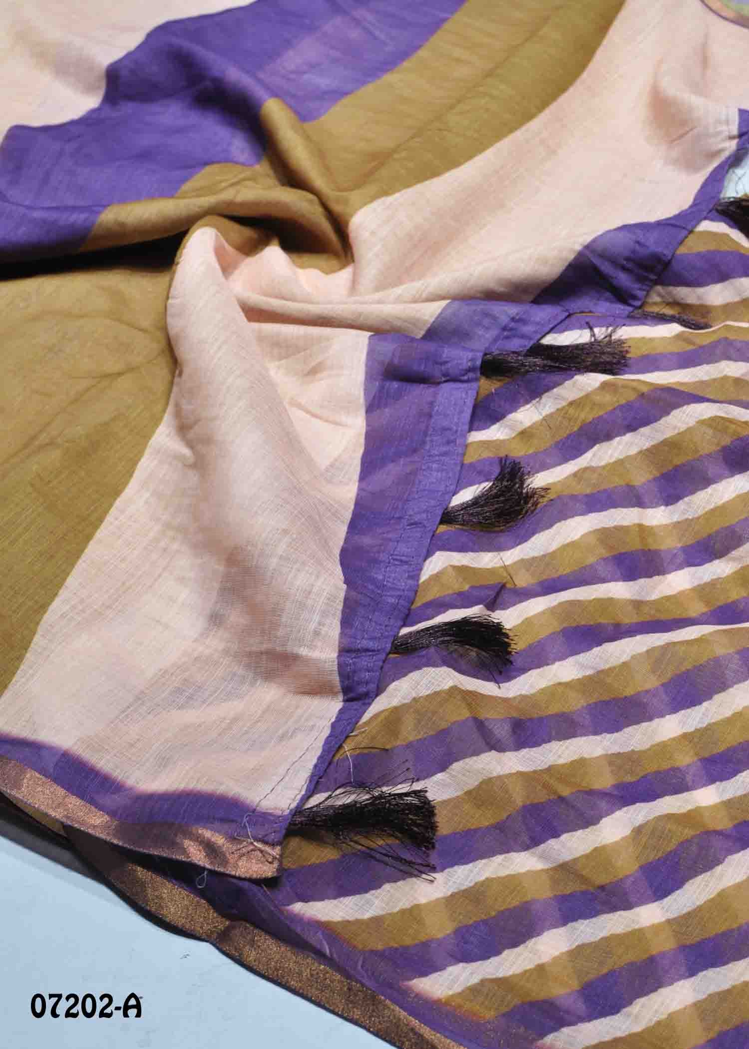 Damayanthy - 07202-A Violet Color Trendy Linen Cotton Saree CM1424084 (LR1D)