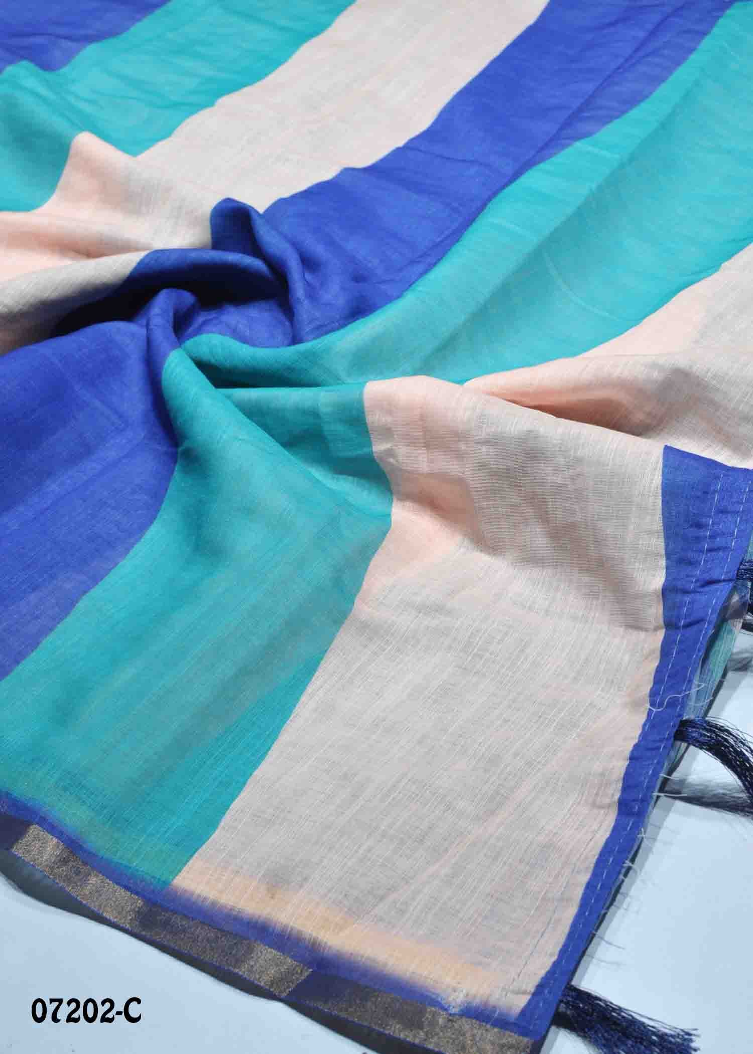 Damayanthy - 07202-C Blue Color Trendy Linen Cotton Saree CM1424084 (LR1D)