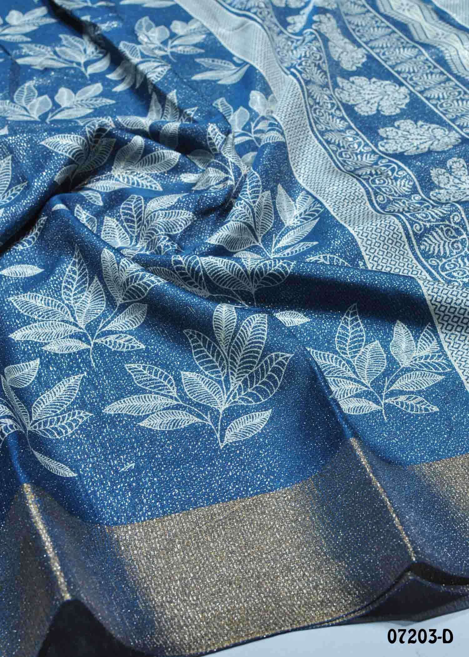 Yasmika - 07203-D Blue Color Trendy Fancy Cotton Saree CM1419079 (LR1D)