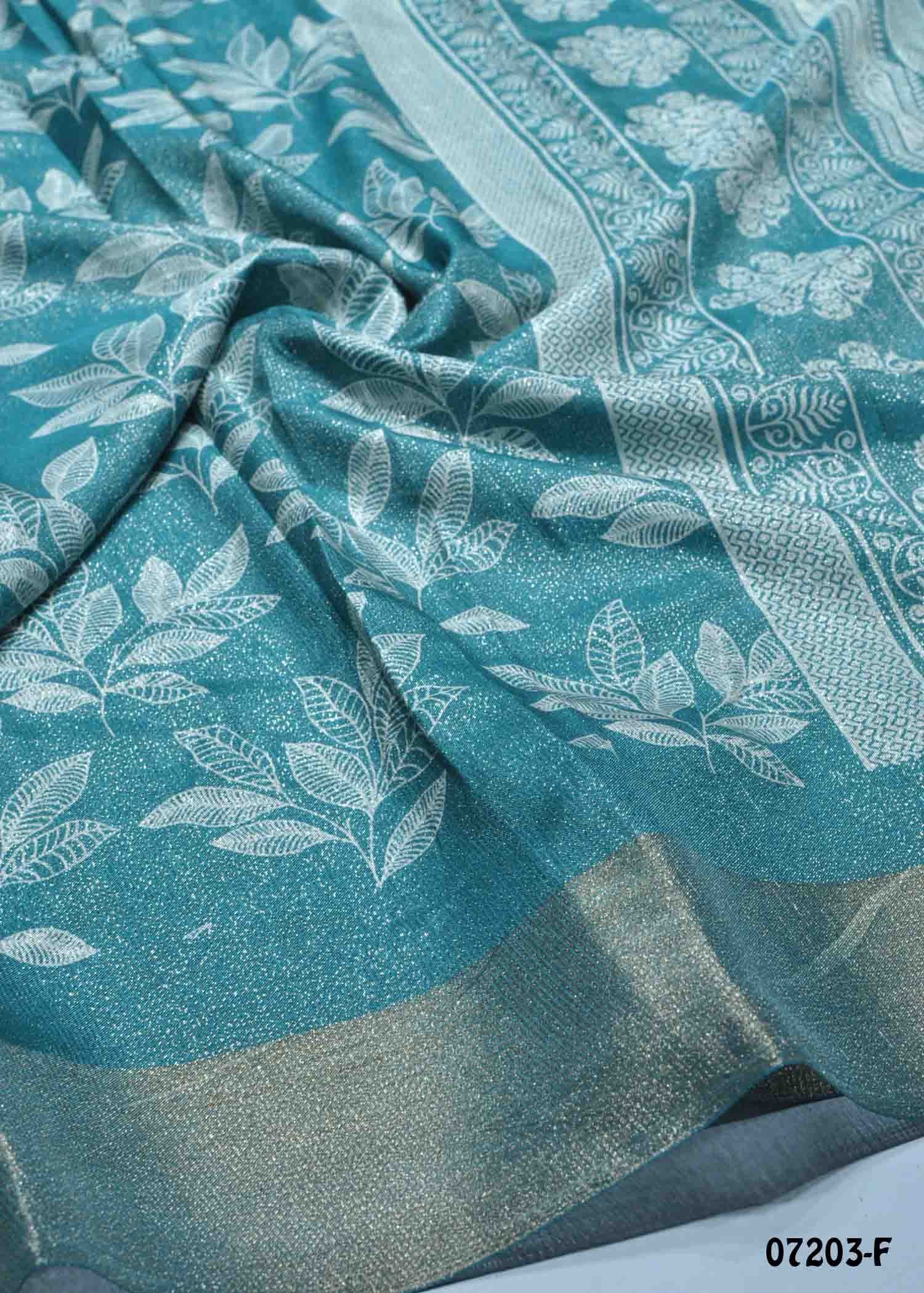Yasmika - 07203-F Cyan Color Trendy Fancy Cotton Saree CM1419079 (LR1D)