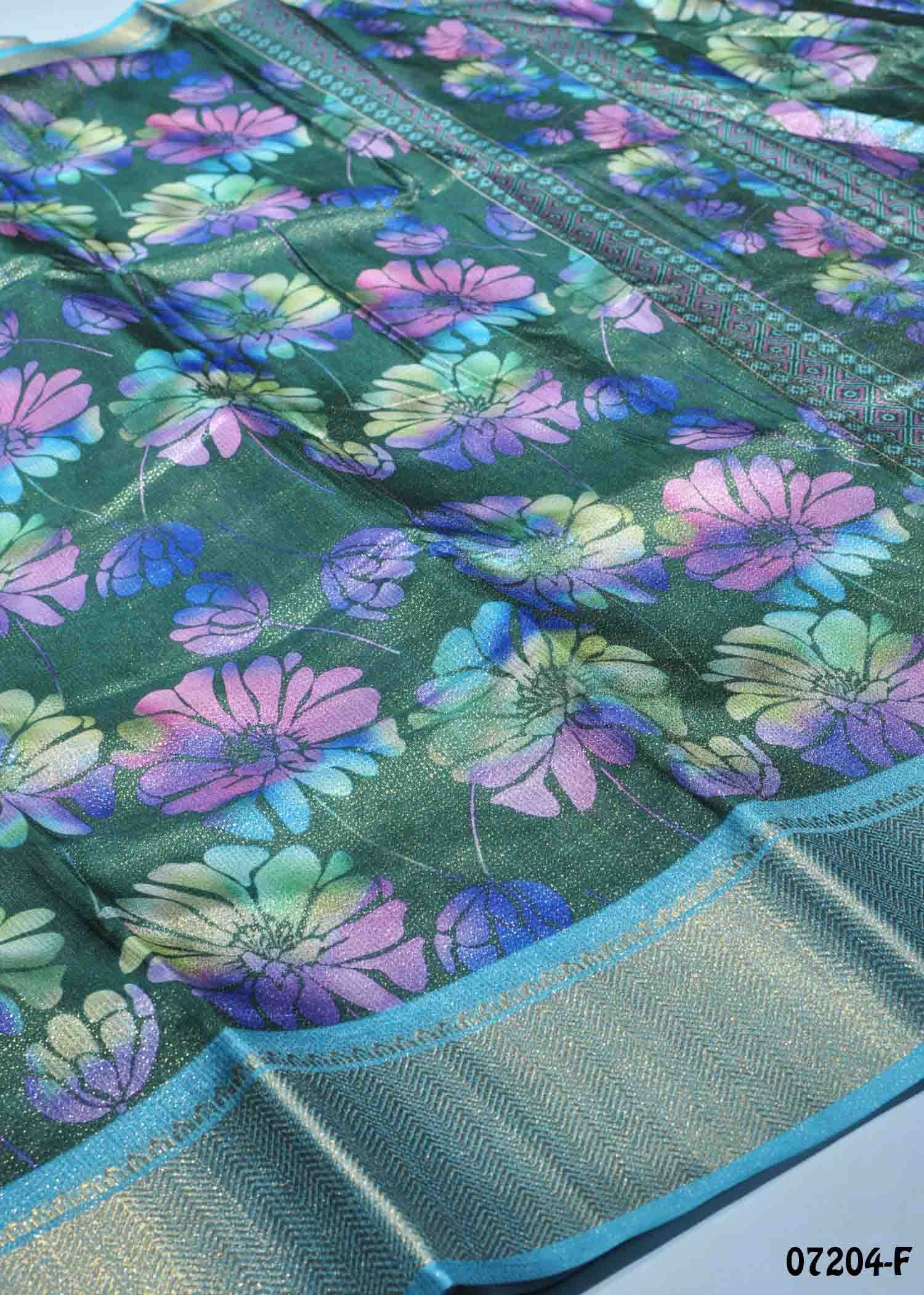 Vasundara - 07204-F Green Color Trendy Fancy Cotton Saree CM1420922 (LR1E)