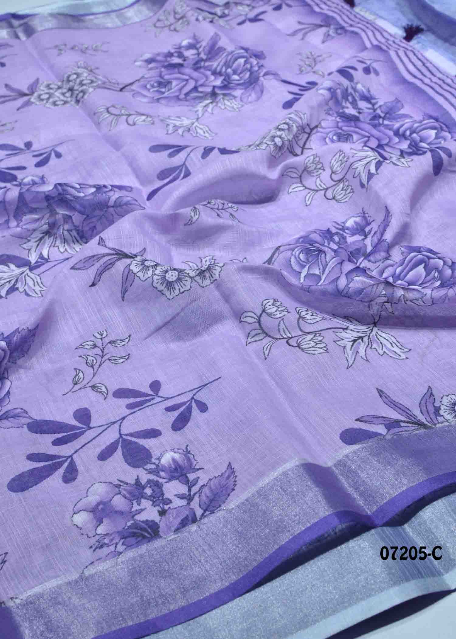Annakili - 07205-C Lavander Color Trendy Linen Cotton Saree CM1424085 (LR1E)