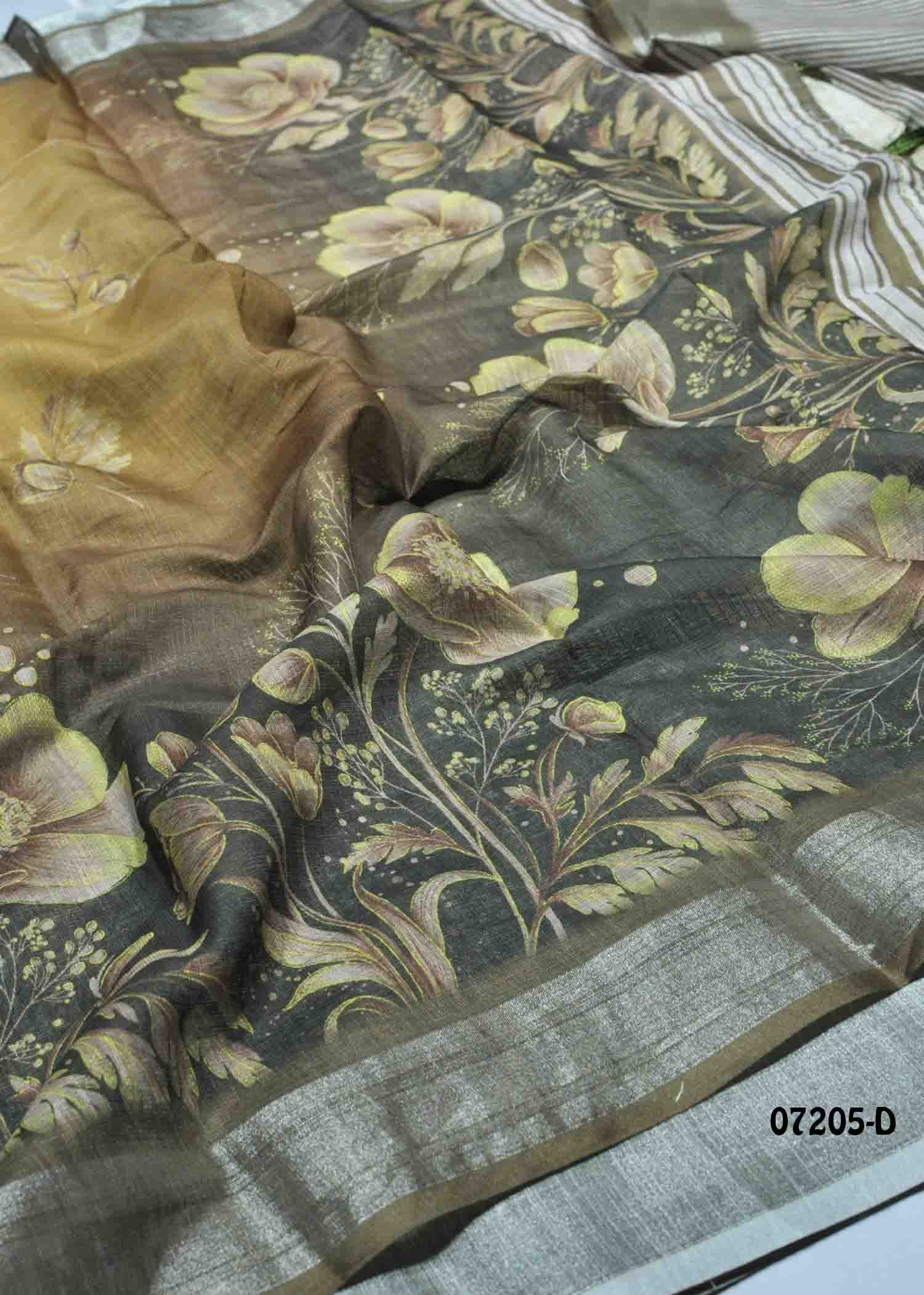 Annakili - 07205-D Taupe Brown Color Trendy Linen Cotton Saree CM1424085 (LR1E)