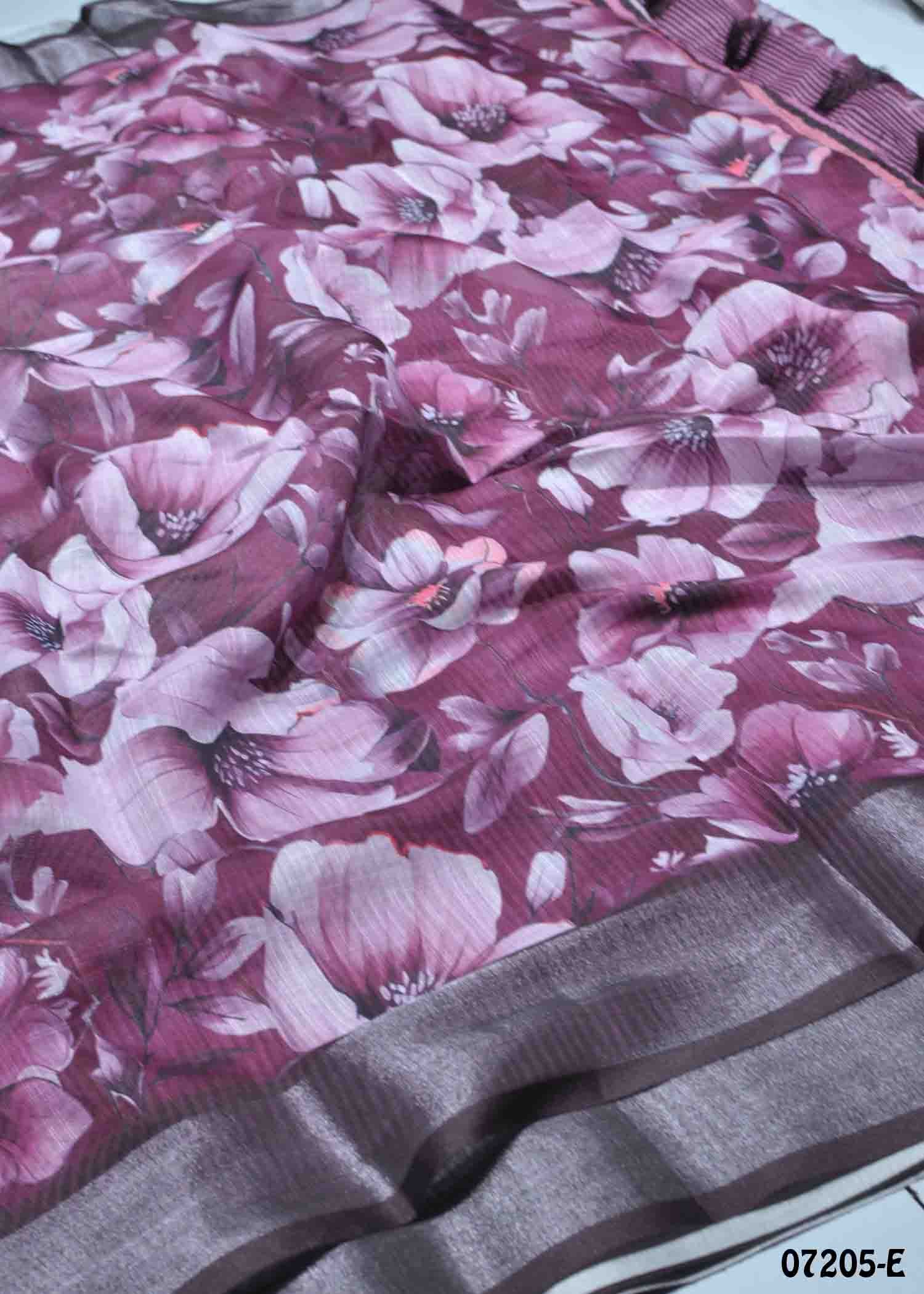 Annakili - 07205-E Purple Color Trendy Linen Cotton Saree CM1424085 (LR1E)