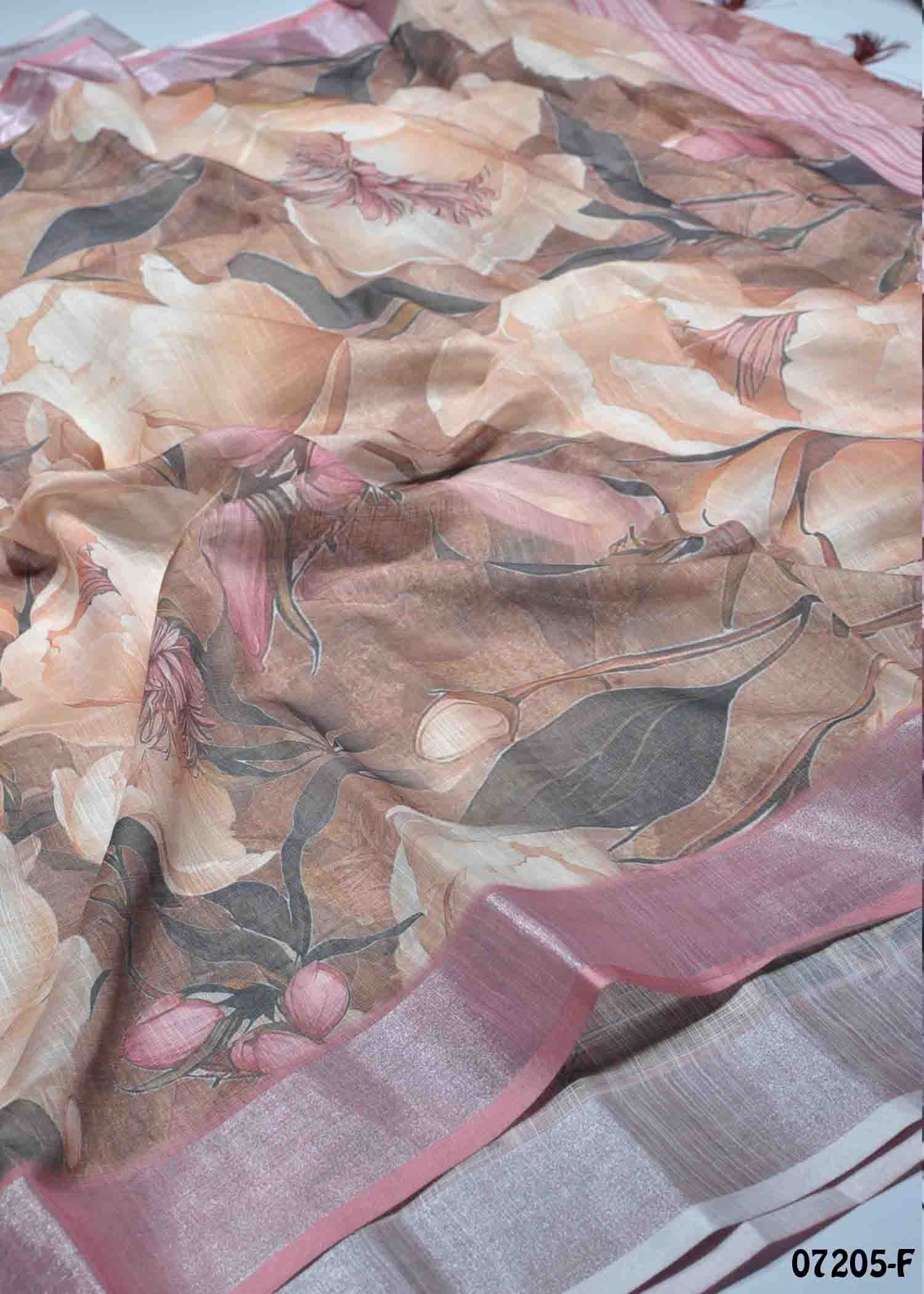 Annakili - 07205-F duskypeach Color Trendy Linen Cotton Saree CM1424085 (LR1E)