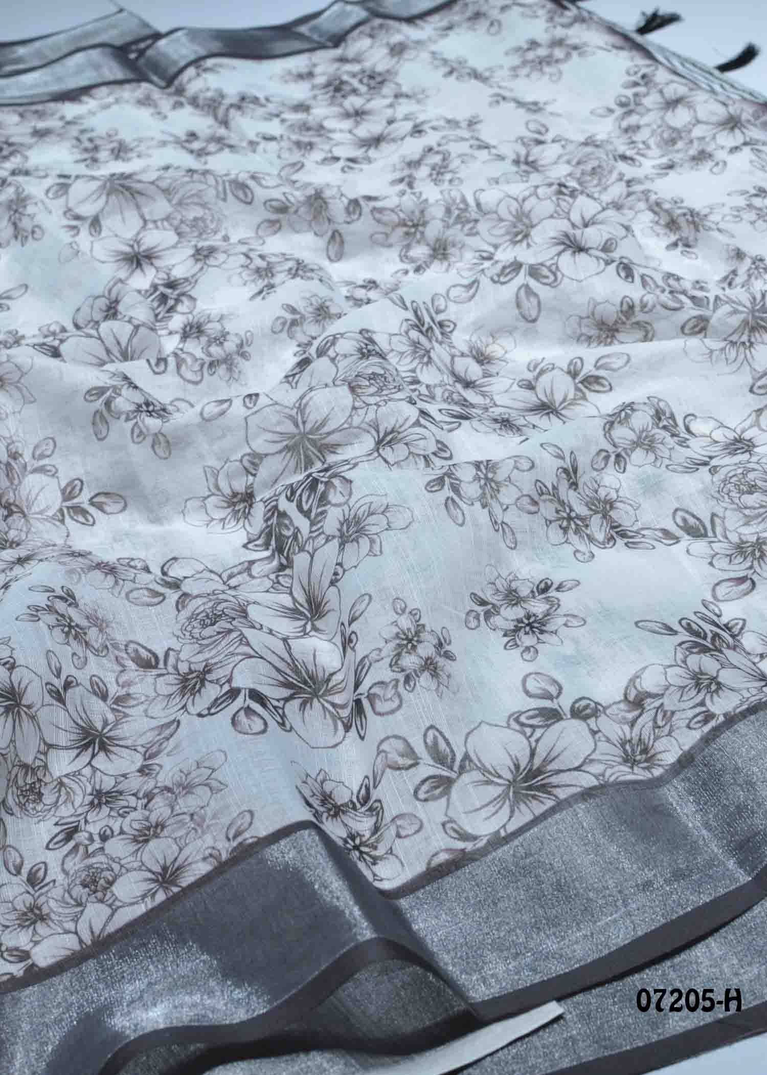 Annakili - 07205-H Halfwhite Color Trendy Linen Cotton Saree CM1424085 (LR1E)