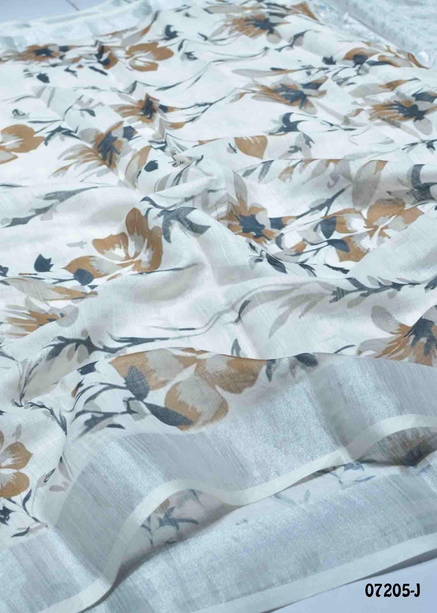 Annam - 07205-J Halfwhite Color Trendy Linen Cotton Saree CM1424085 (LR1E)