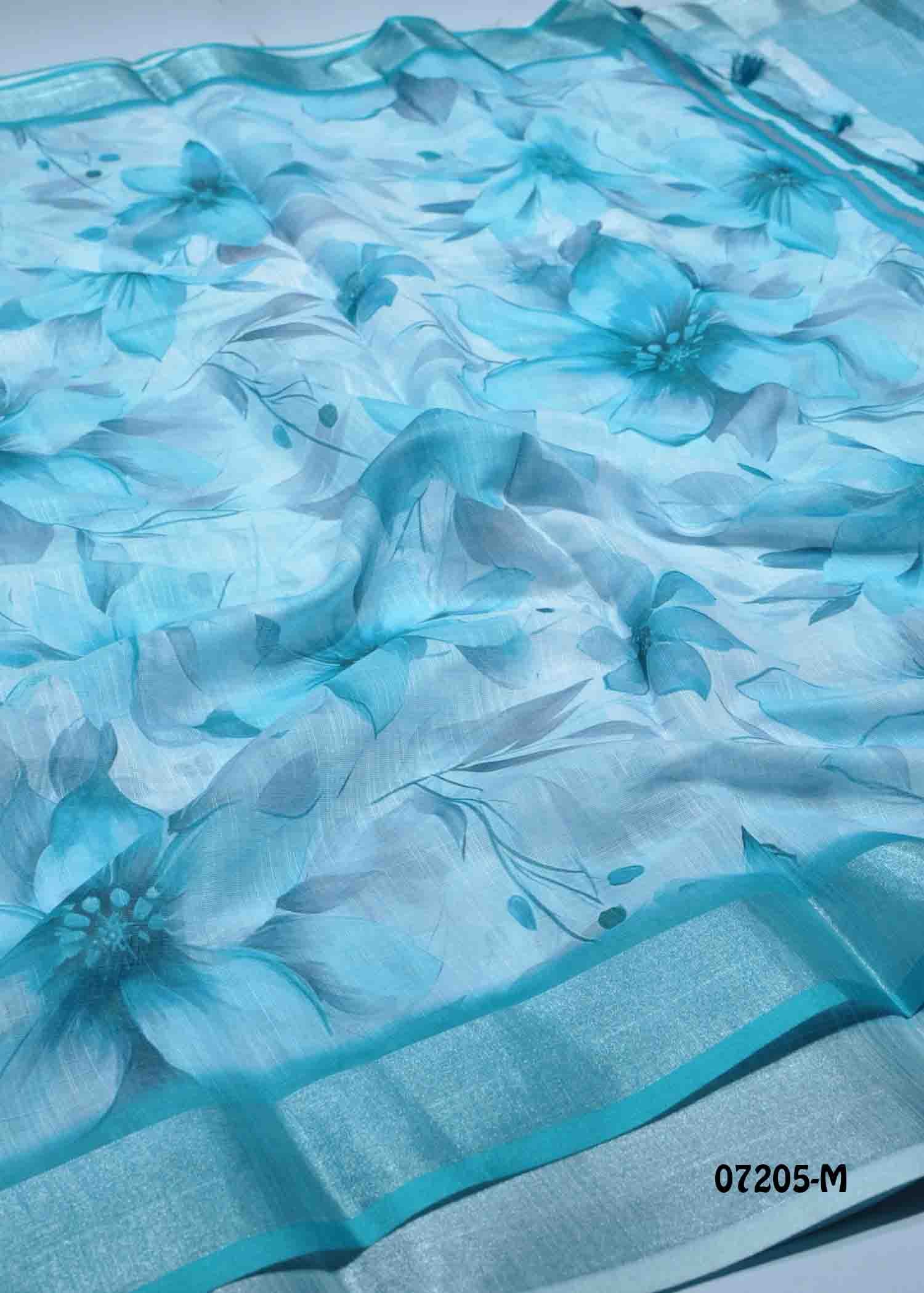 Annam - 07205-M Skyblue Color Trendy Linen Cotton Saree CM1424085 (LR1E)