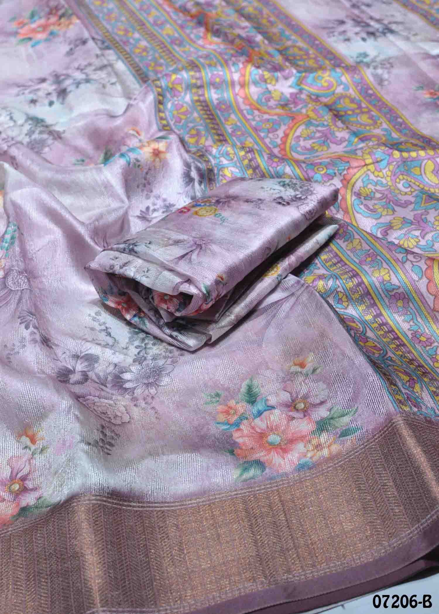 Shajitha - 07206-B Lavander Color Trendy Fancy Cotton Saree CM1413505 (LR1D)
