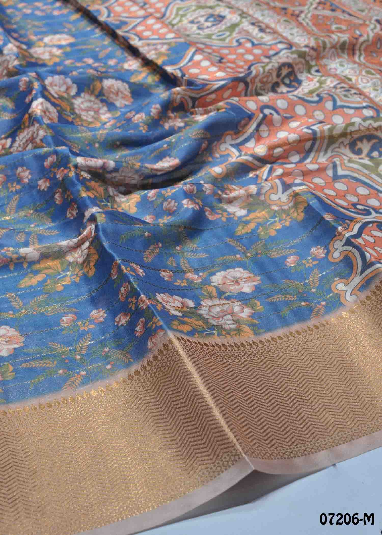 Shajitha - 07206-M Blue Color Trendy Fancy Cotton Saree CM1413505 (LR1D)