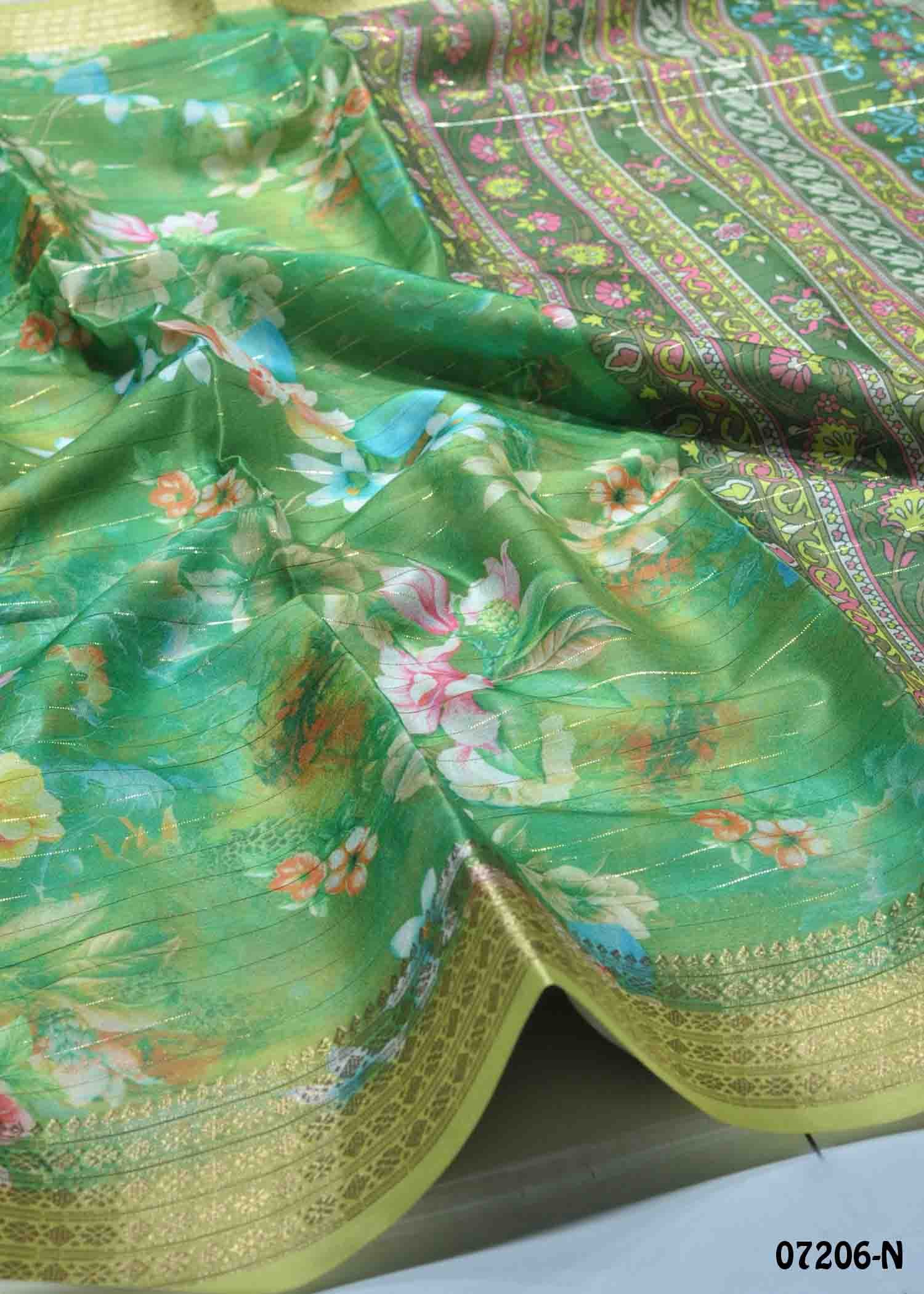 Shajitha - 07206-N Green Color Trendy Fancy Cotton Saree CM1413505 (LR1D)