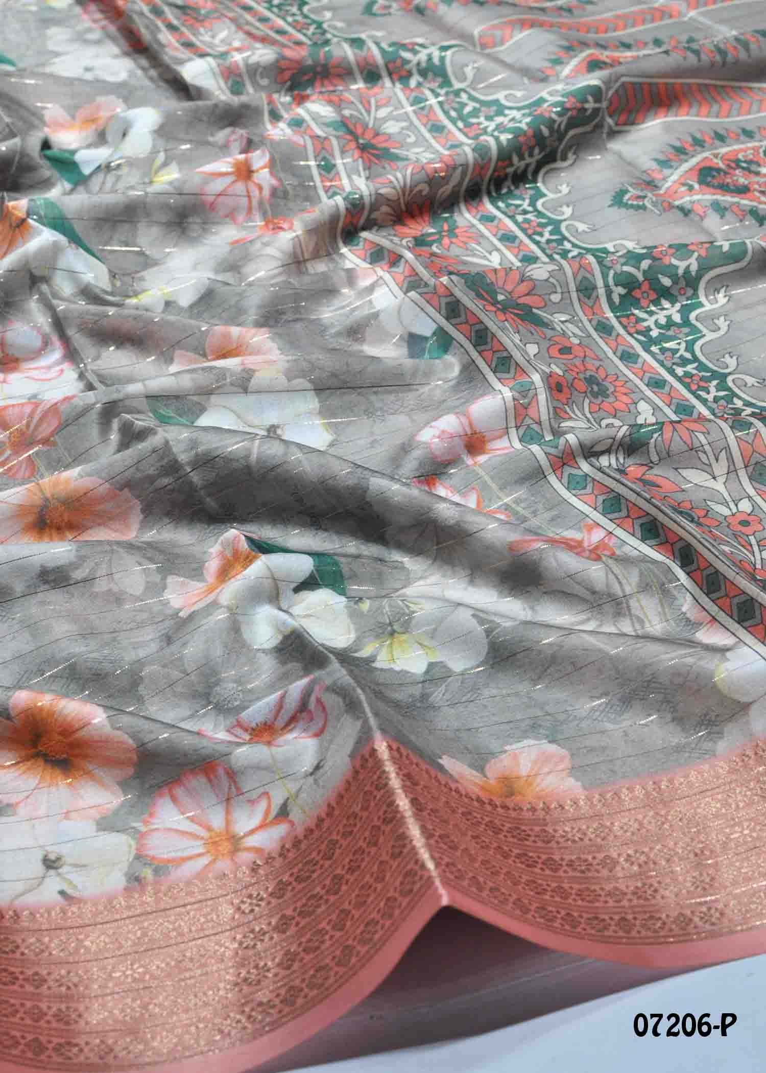 Shajitha - 07206-P Grey Color Trendy Fancy Cotton Saree CM1413505 (LR1D)