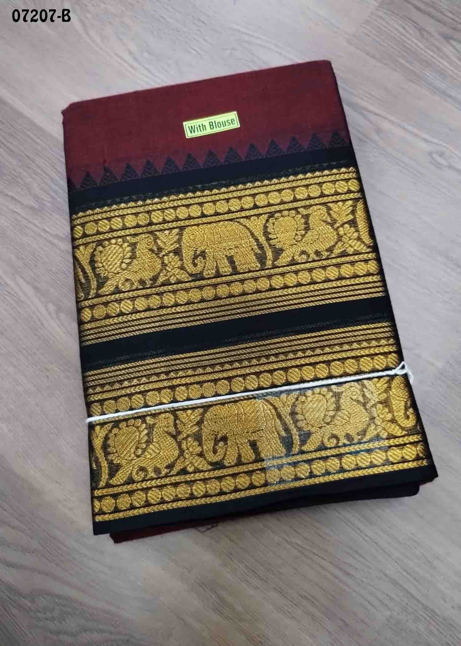 Tamilselvi - 07207-B Maroon Color Excellent Traditional Chettinad Cotton Saree CM143000 (LR1B)