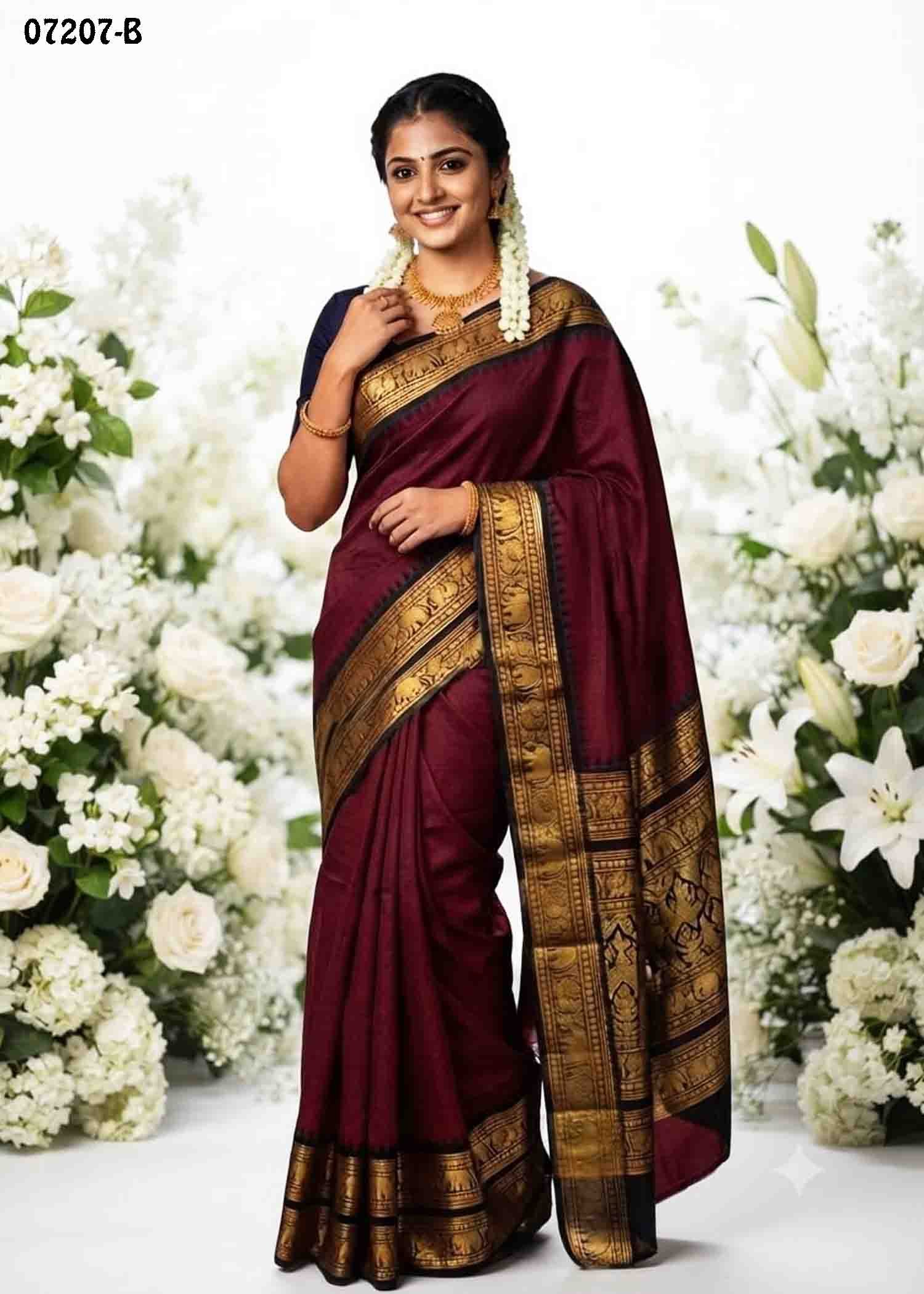 Tamilselvi - 07207-B Maroon Color Excellent Traditional Chettinad Cotton Saree CM143000 (LR1B)