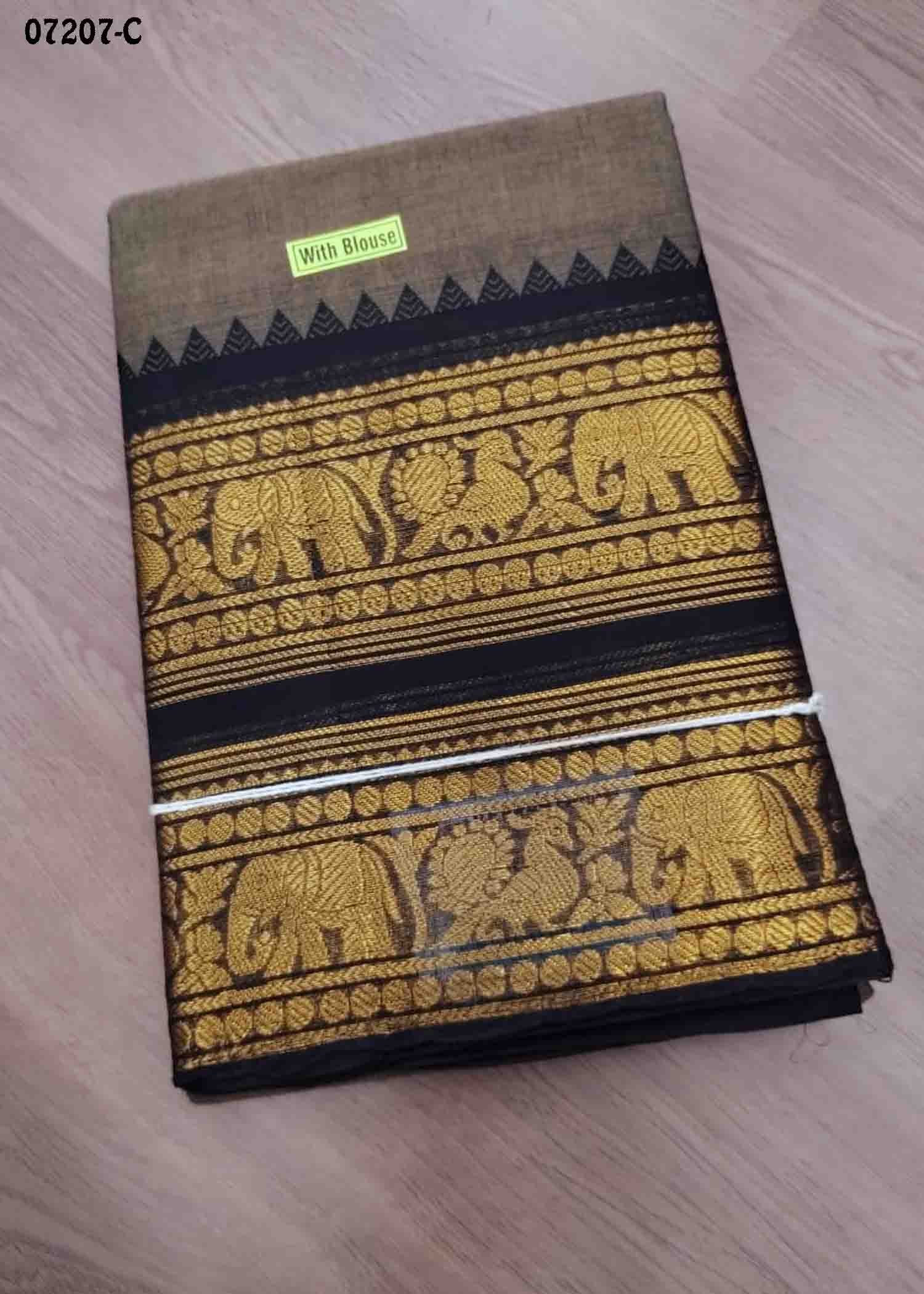 Tamilselvi - 07207-C Grey Color Excellent Traditional Chettinad Cotton Saree CM143000 (LR1B)