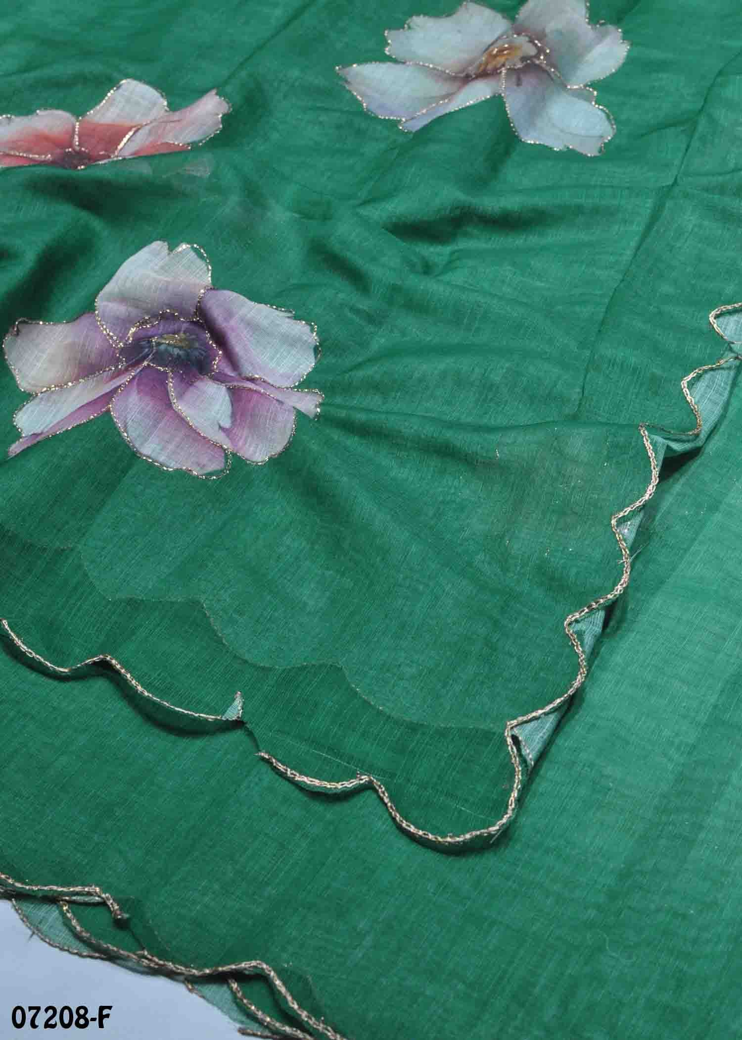 Senthamil - 07208-F Green Color Trendy Linen Cotton Saree CM1420206 (LR1E)