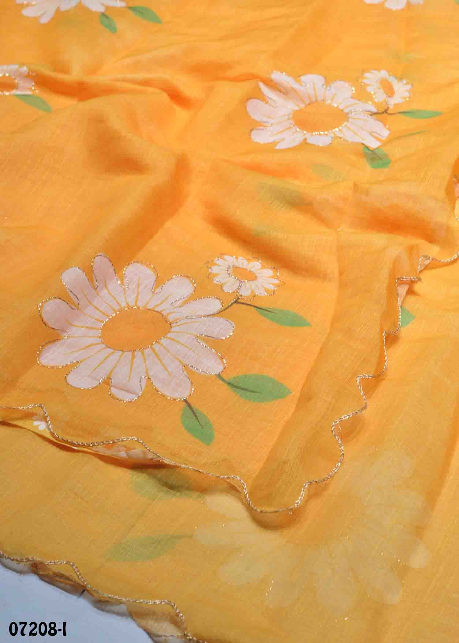 Senthamil - 07208-I Yellow Color Trendy Linen Cotton Saree CM1420206 (LR1E)