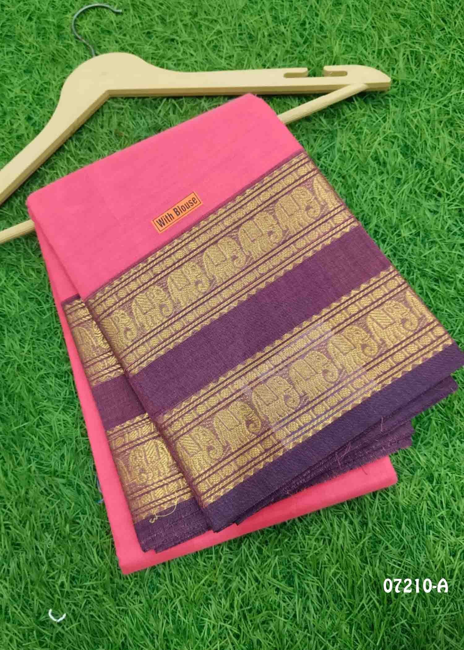 Komalalakshmi - 07210-A Peach Color Traditional Chettinad Cotton Saree CM1423125 (LR1B)