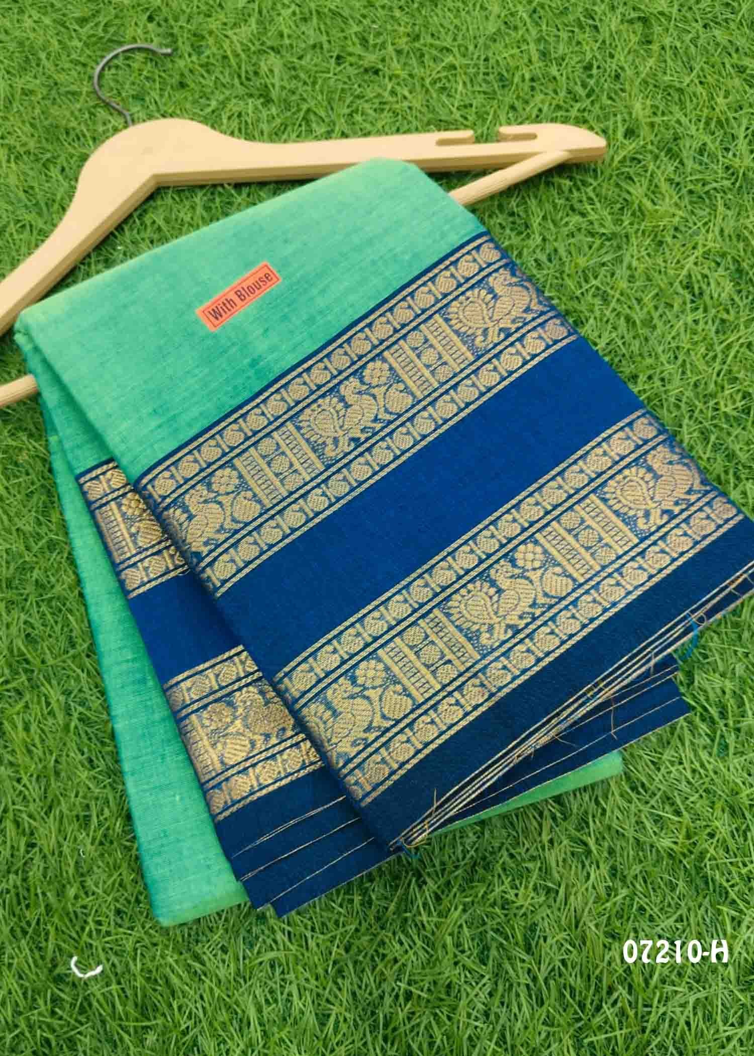 Komalalakshmi - 07210-H Cyan Color Traditional Chettinad Cotton Saree CM1423125 (LR1B)