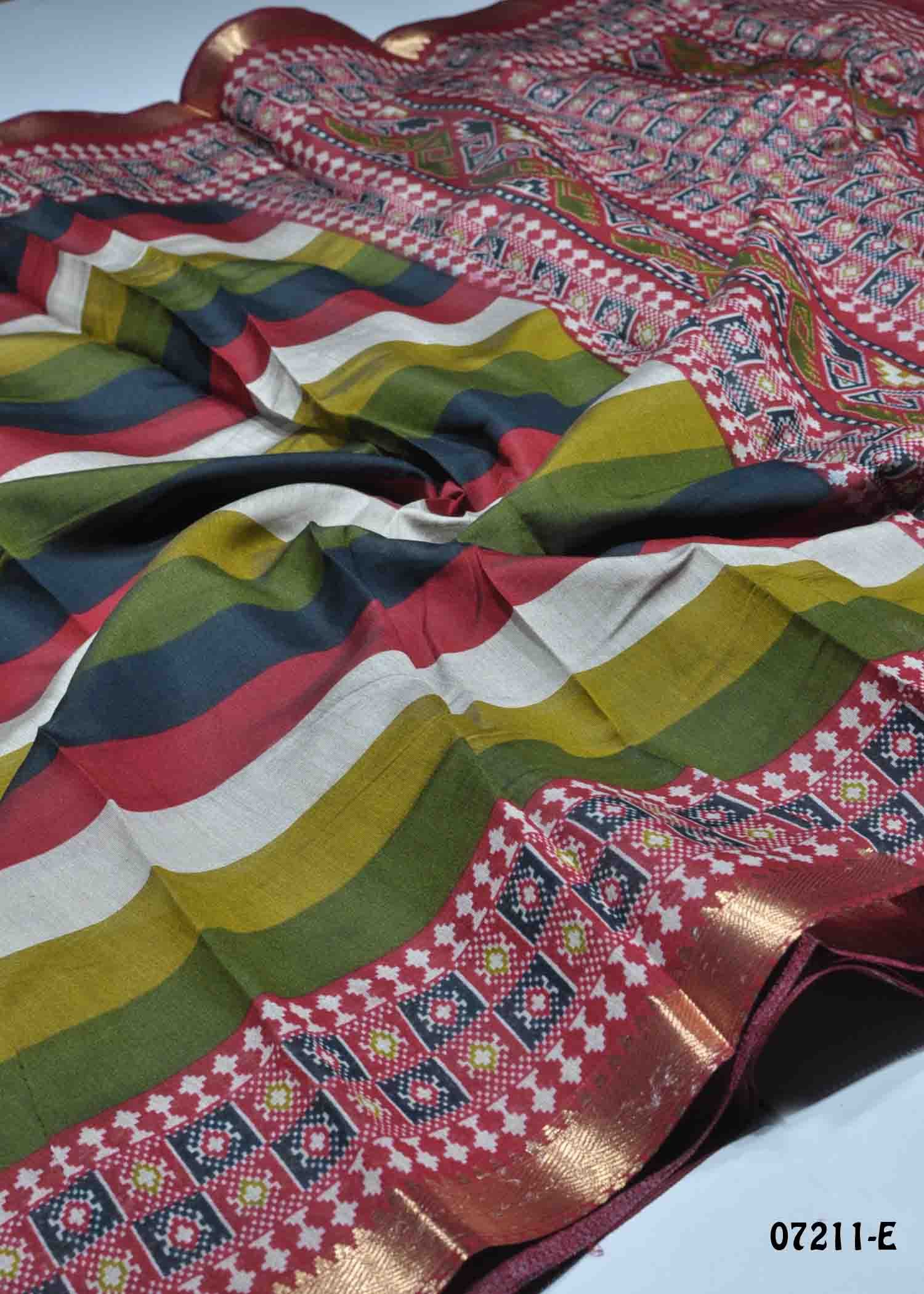 Sandhiya - 07211-E Multi Color Trendy Fancy Cotton Saree CM1416642 (LR2E)