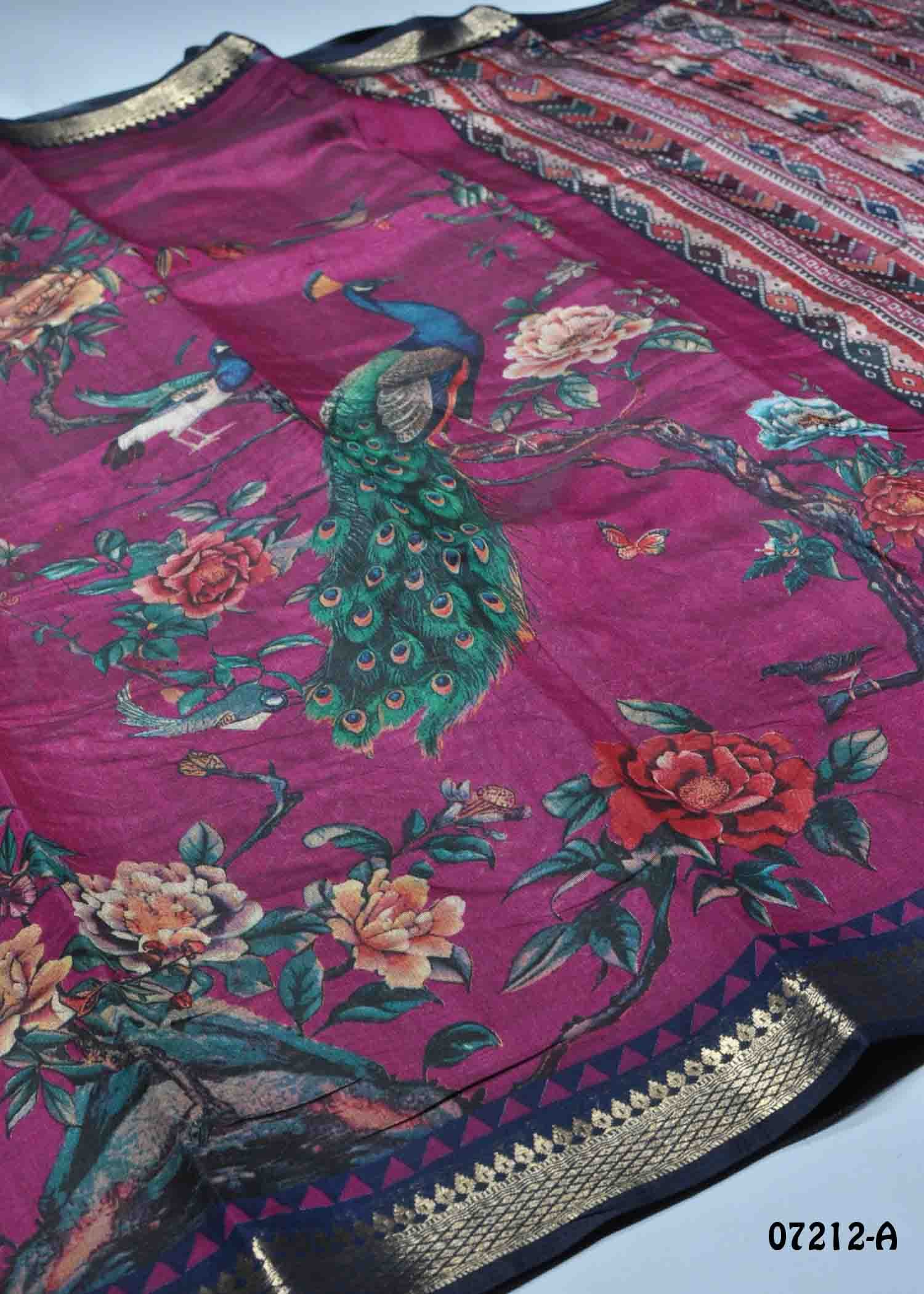 Savitha - 07212-A Magenta Color Trendy Fancy Cotton Saree CM1416642 (LR2E)