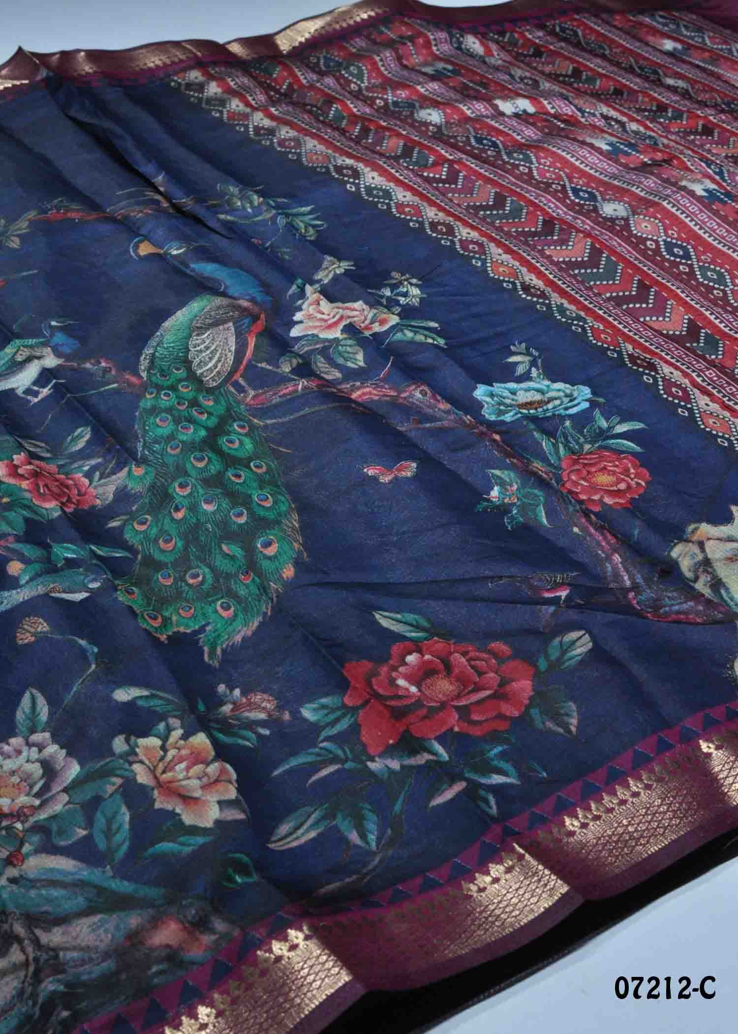 Savitha - 07212-C NavyBlue Color Trendy Fancy Cotton Saree CM1416642 (LR2E)
