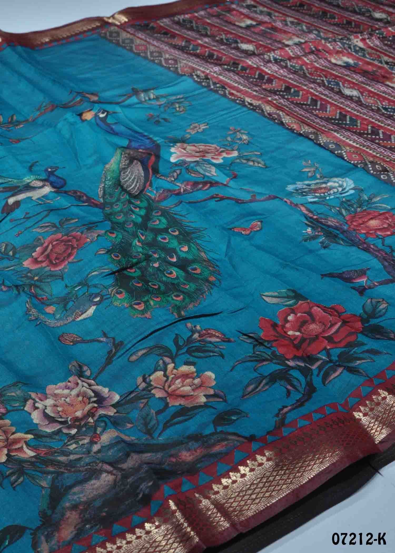 Savitha - 07212-K SkyBlue Color Trendy Fancy Cotton Saree CM1416642 (LR2E)