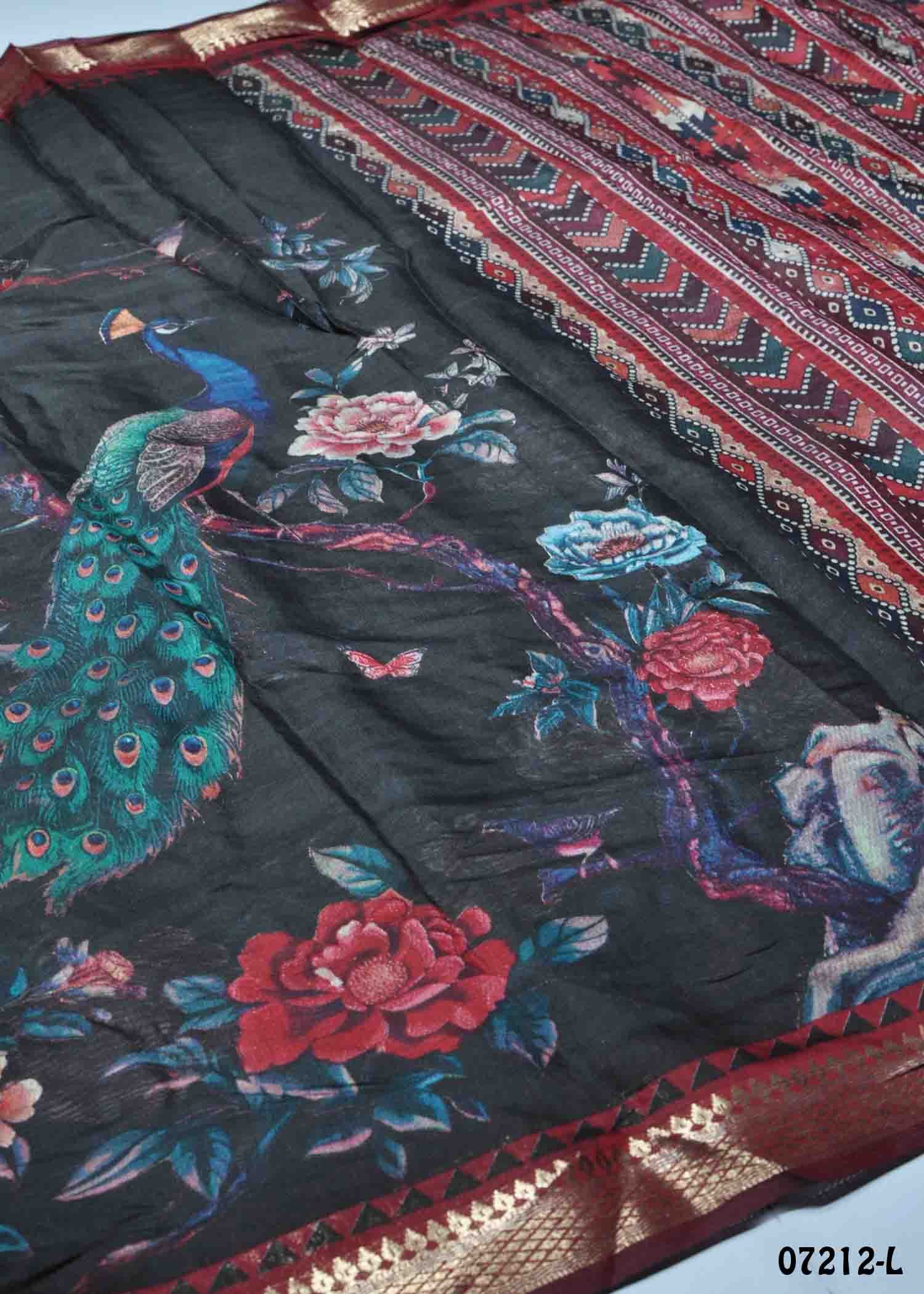 Savitha - 07212-L Black Color Trendy Fancy Cotton Saree CM1416642 (LR2E)