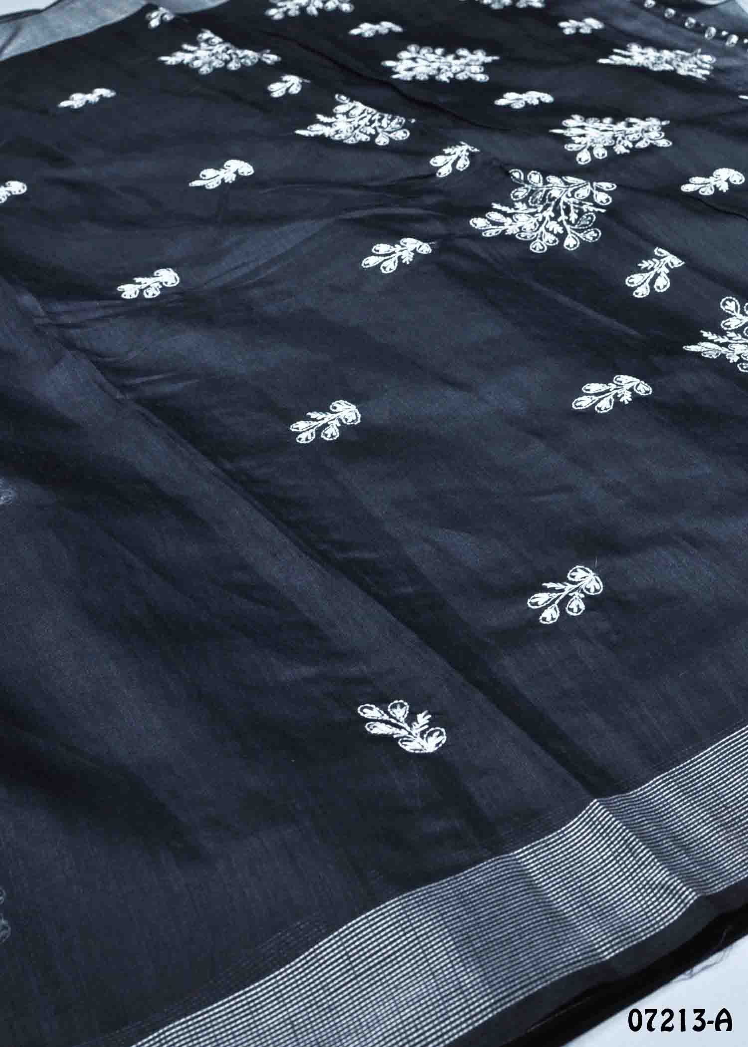 Thiya - 07213-A Black Color Trendy Mixed Cotton Saree CM1428606 (LR2C)