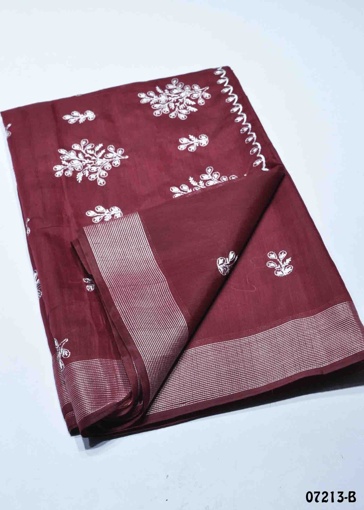 Thiya - 07213-B Maroon Color Trendy Mixed Cotton Saree CM1428606 (LR2C)