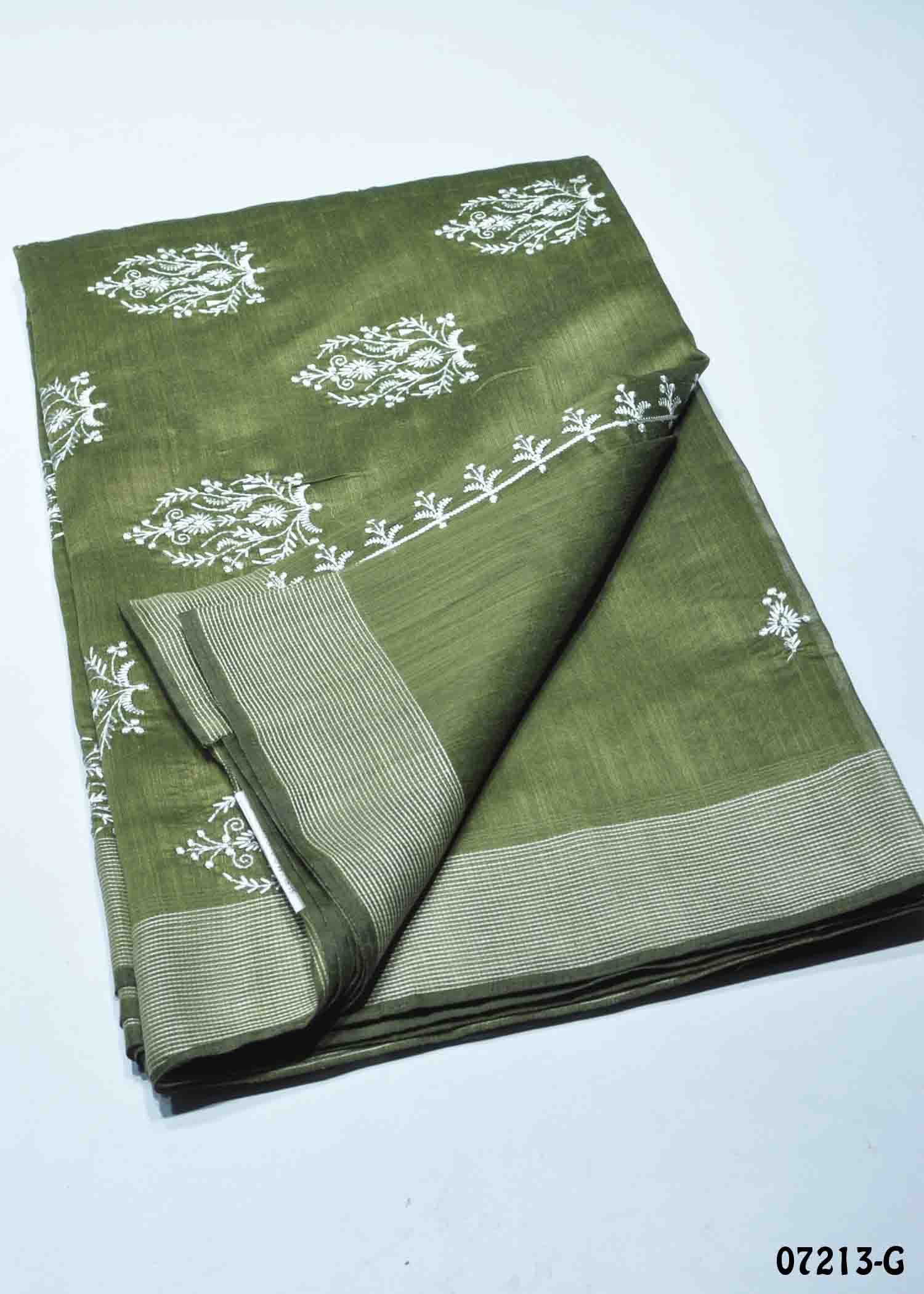 Thiya - 07213-G OliveGreen Color Trendy Mixed Cotton Saree CM1428606 (LR2C)