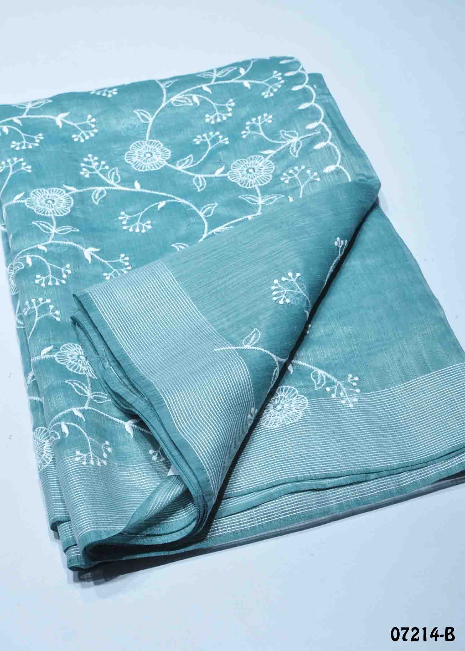 Thanushka - 07214-B CelesteBlue Color Trendy Mixed Cotton Saree CM1428606 (LR2C)