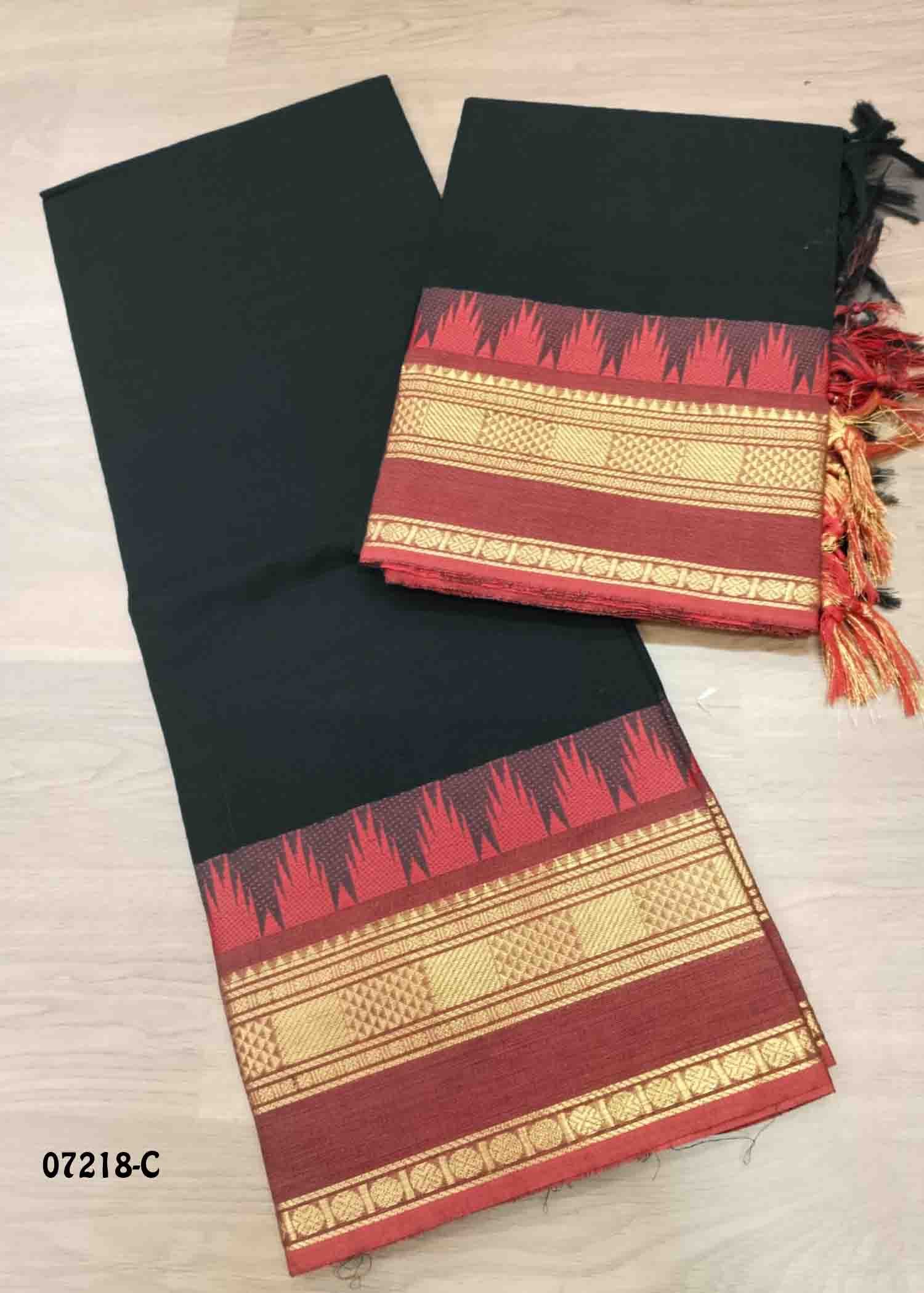 Nilani - 07218-C Black Color Treaditional South Cotton Salwar Material CM1424367 (LR6C)