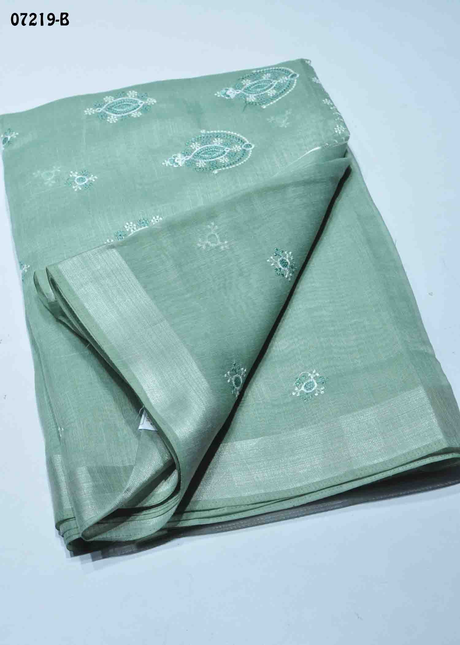 Rudra - 07219-B LightGreen Color Trendy Mixed Cotton Saree CM1428606 (LR2D)