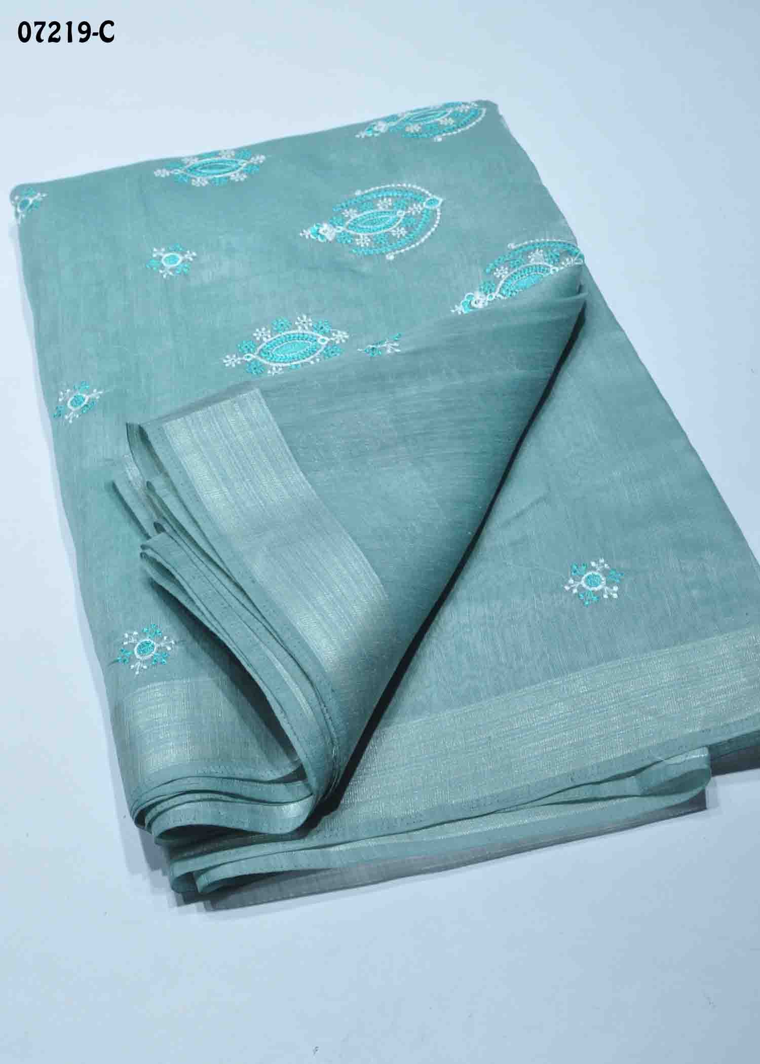 Rudra - 07219-C LightBlue Color Trendy Mixed Cotton Saree CM1428606 (LR2D)