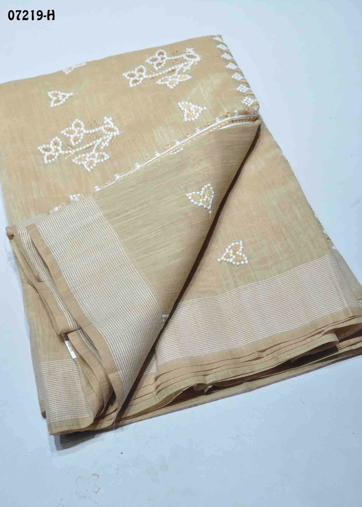 Rudra - 07219-H Tan Color Trendy Mixed Cotton Saree CM1428606 (LR2D)