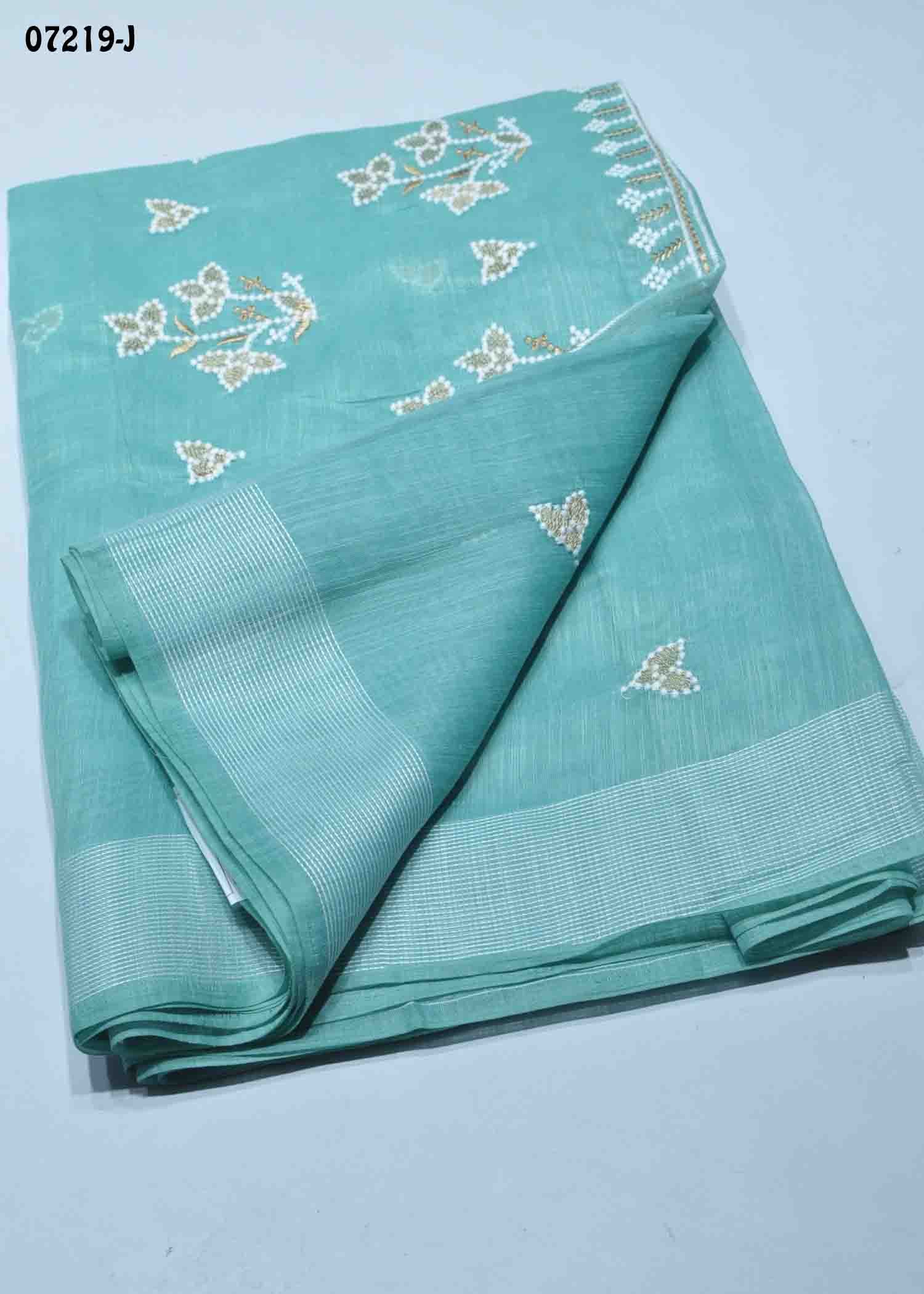 Rudra - 07219-J LightBlue Color Trendy Mixed Cotton Saree CM1428606 (LR2D)