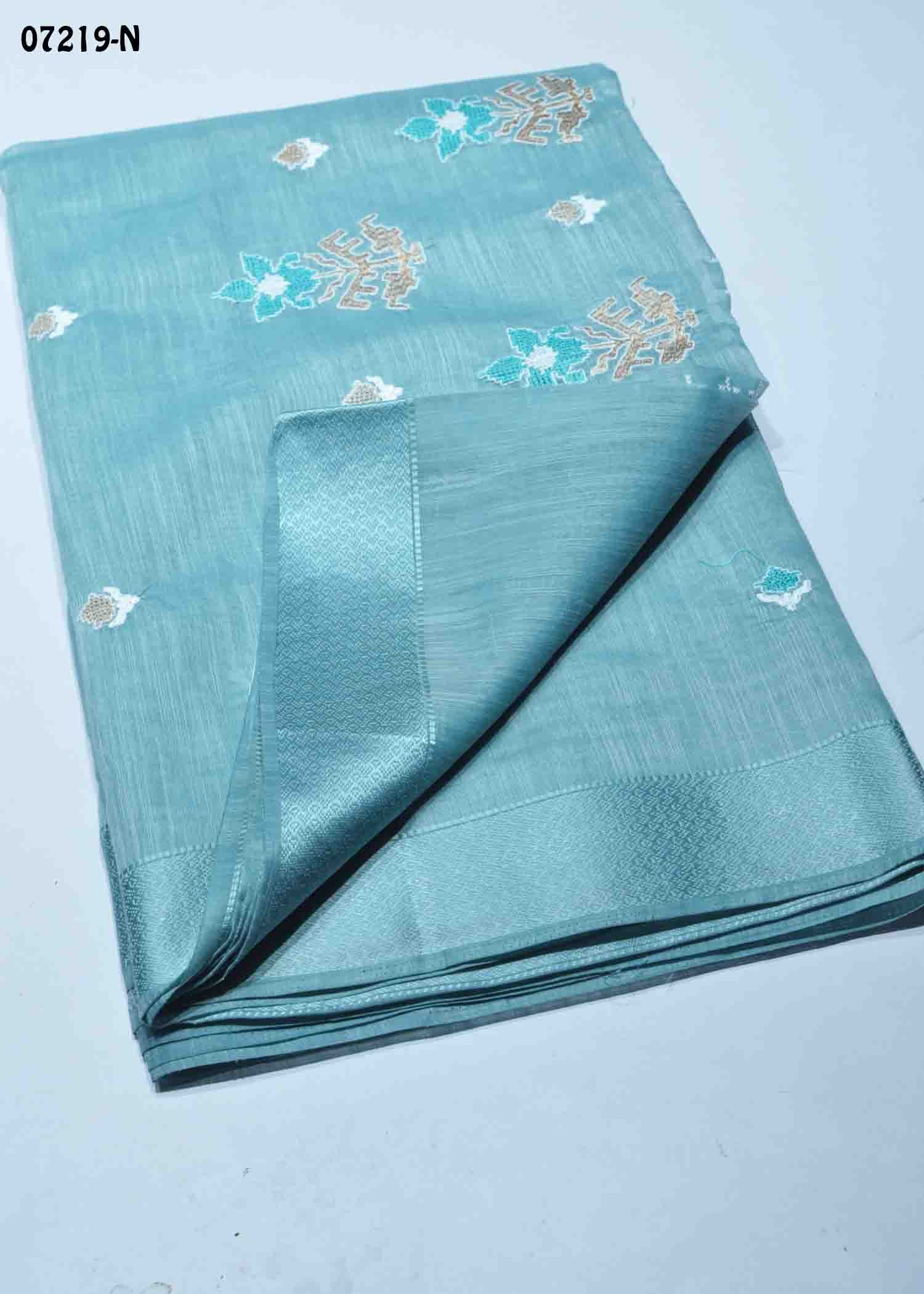 Rudra - 07219-N LightBlue Color Trendy Mixed Cotton Saree CM1428606 (LR2D)