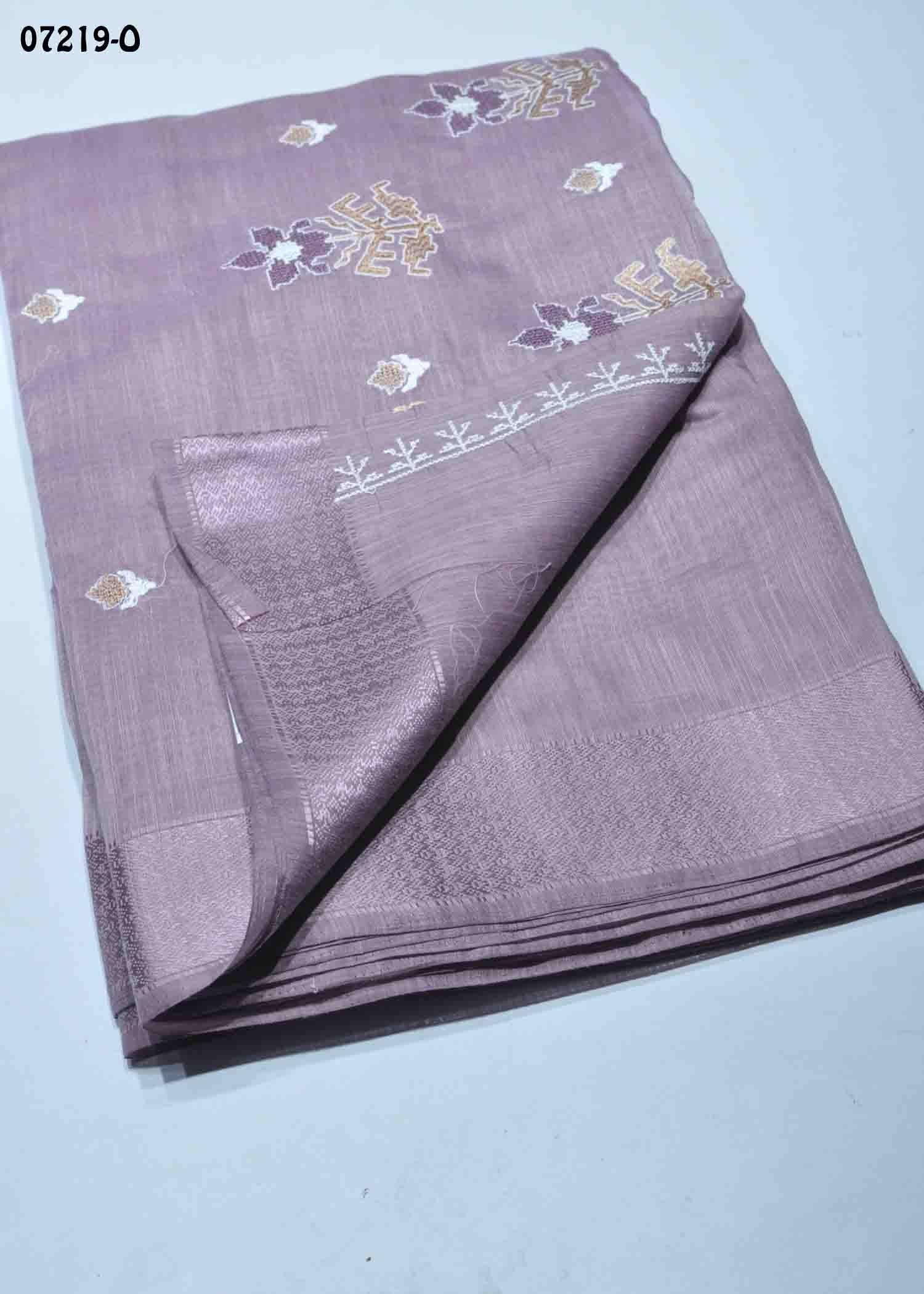 Rudra - 07219-O Purple Color Trendy Mixed Cotton Saree CM1428606 (LR2D)