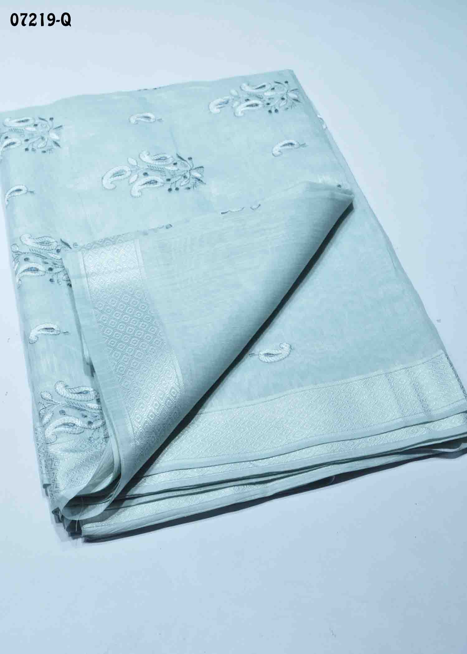 Rudra - 07219-Q LightBlue Color Trendy Mixed Cotton Saree CM1428606 (LR2D)