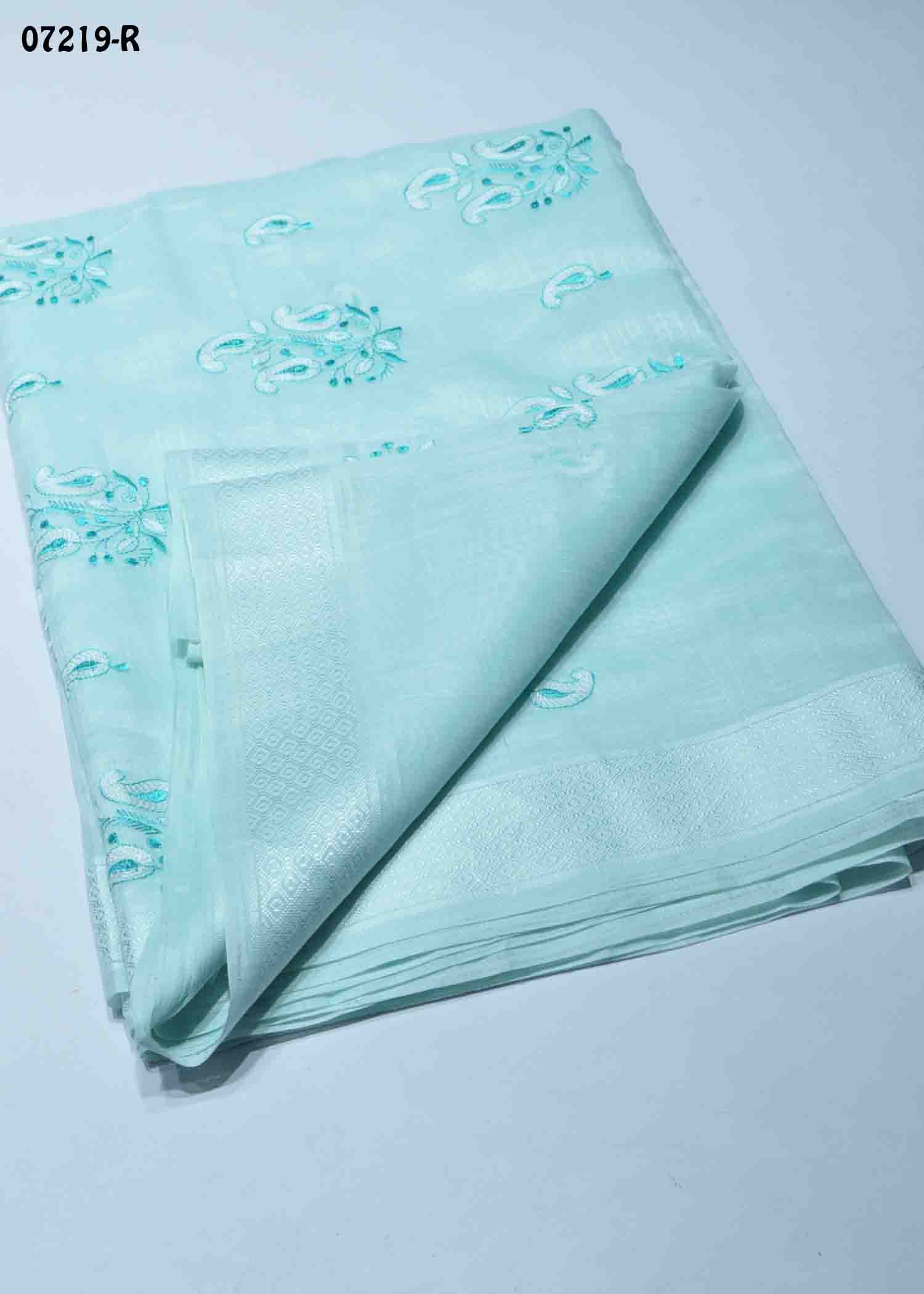 Rudra - 07219-R Cyan Color Trendy Mixed Cotton Saree CM1428606 (LR2D)
