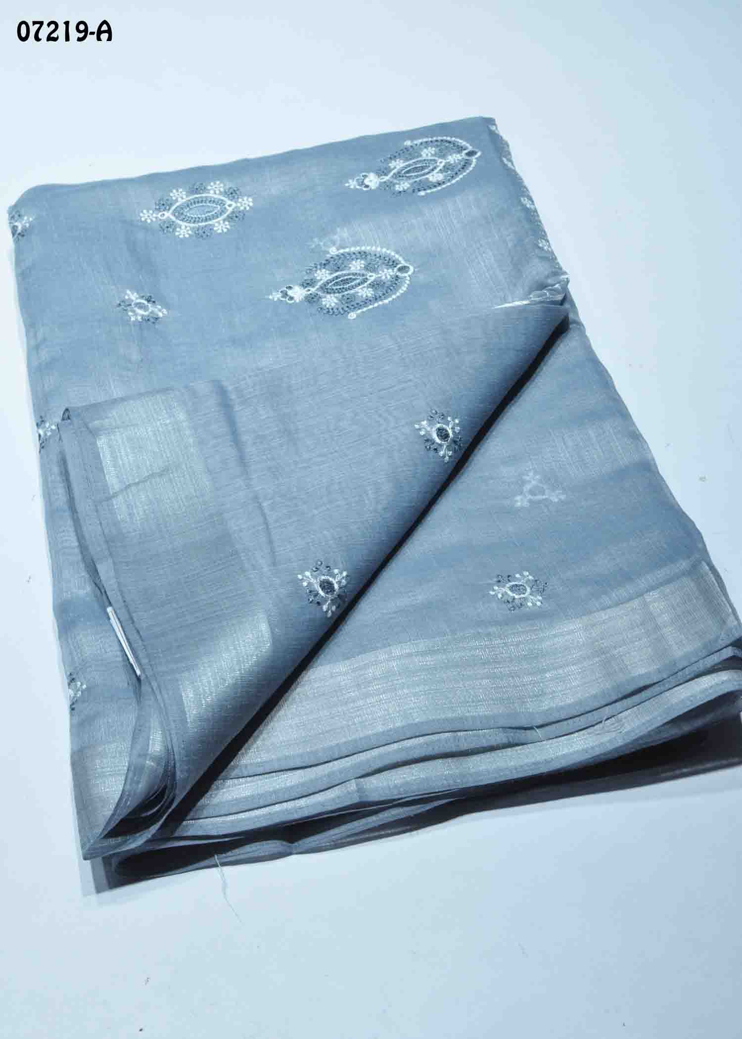 Rudra - 07219-A Grey Color Trendy Mixed Cotton Saree CM1428606 (LR2D)
