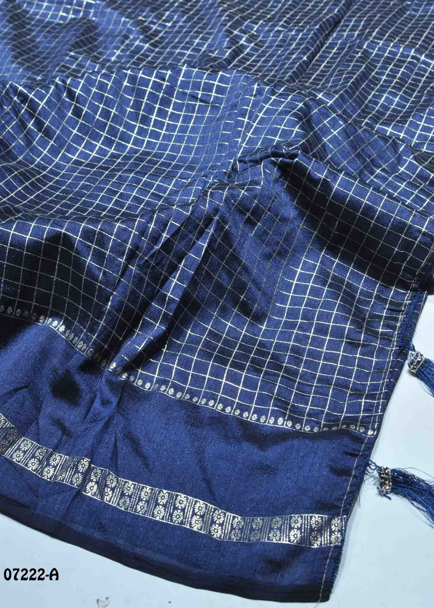 Shreya - 07222-A NavyBlue Color Trendy Checked Vichitra Saree CM1424086 (LR3E)